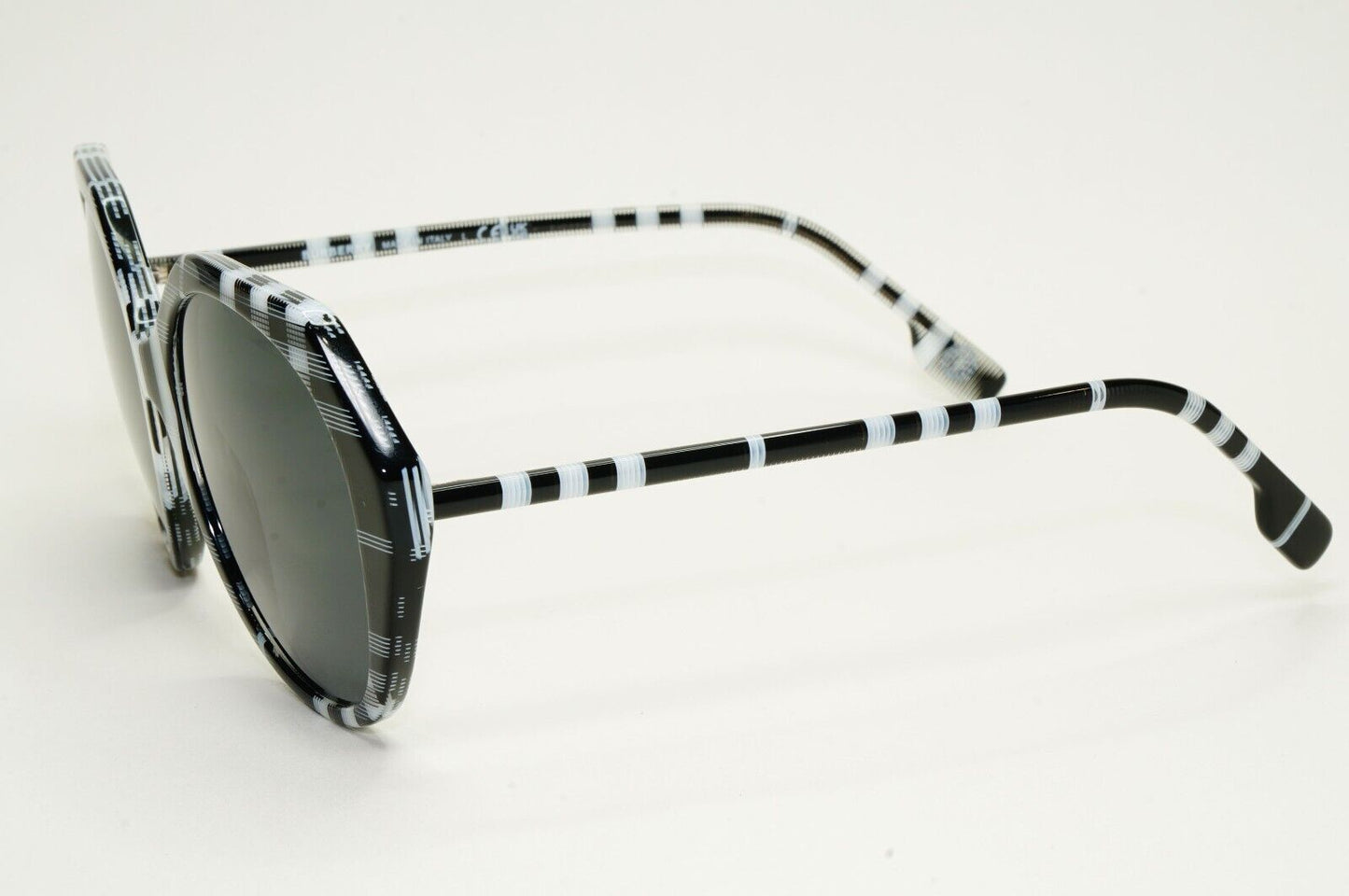 Burberry Sunglasses Black White Grey Check Plaid Vanessa BE 4375 4004/87 55mm