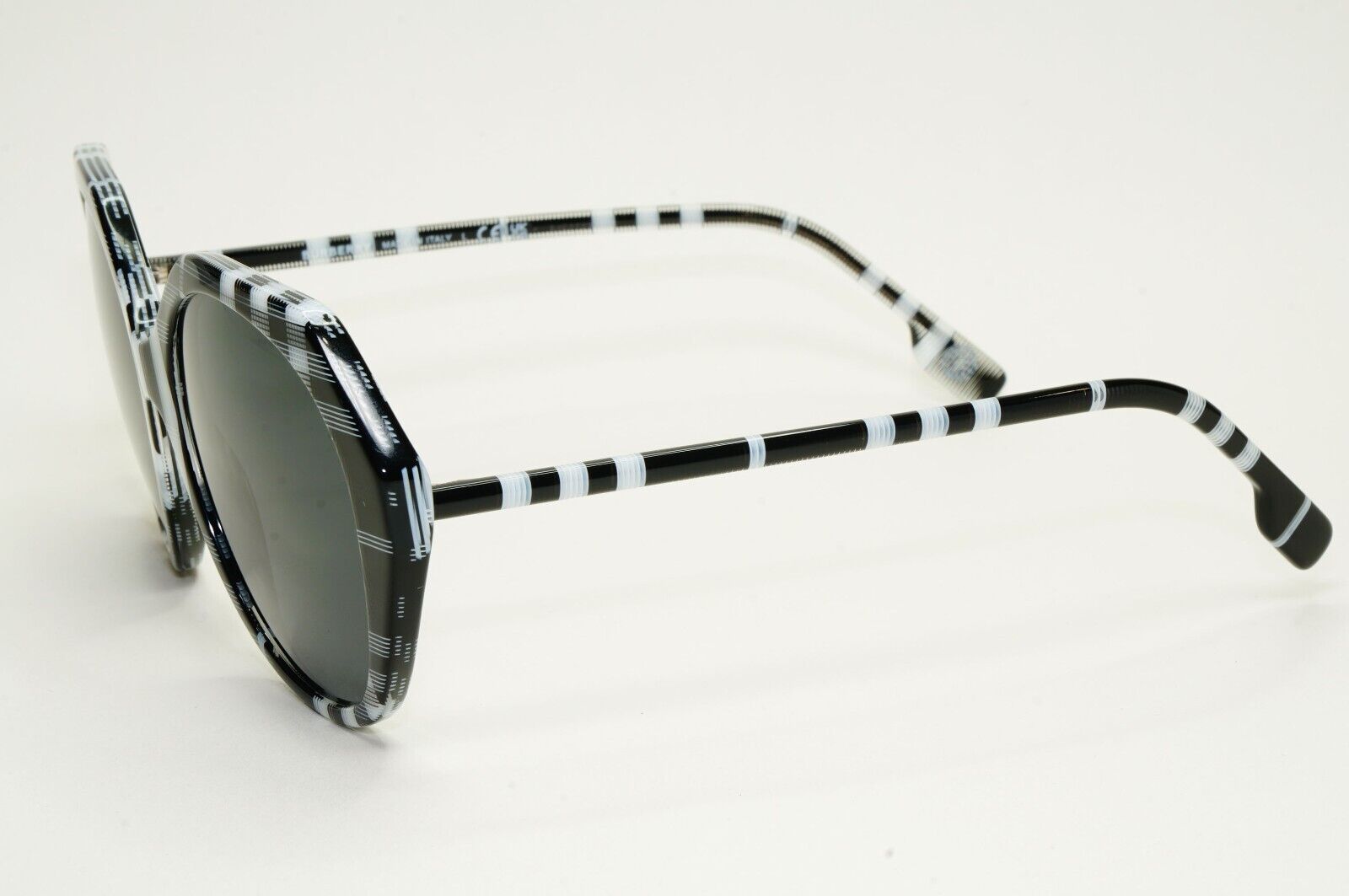 Burberry Sunglasses Black White Grey Check Plaid Vanessa BE 4375 4004/87 55mm