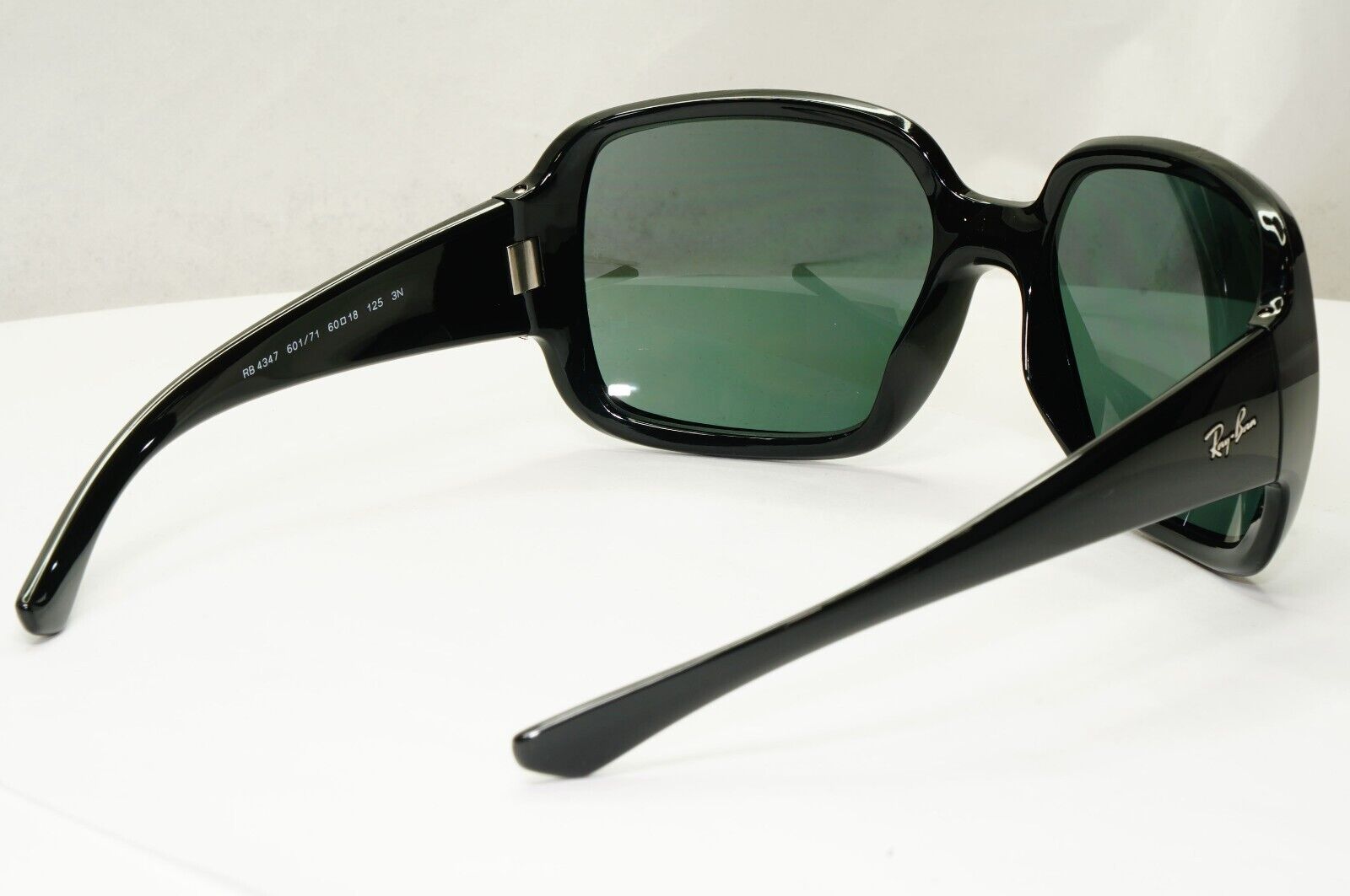 Ray-Ban Sunglasses Square Oversized Black Dark Green Powderhorn RB 4347 601/71