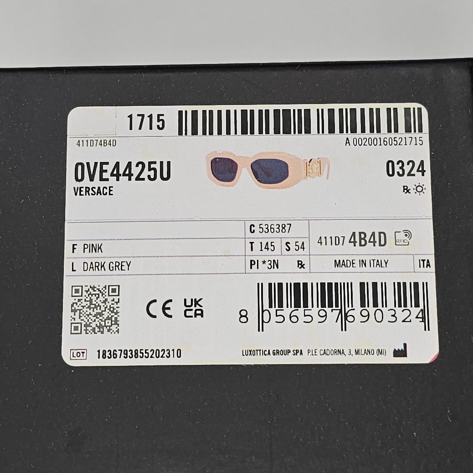 Versace Sunglasses Pink Gold Large Biggie Medusa Thick Frame MOD 4425-U 5363/87