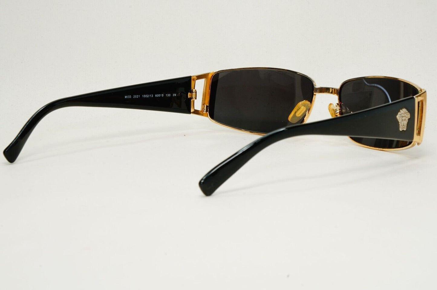 Versace Sunglasses 2003 Vintage Gold Black Rectangle MOD 2021 1002/13 081024