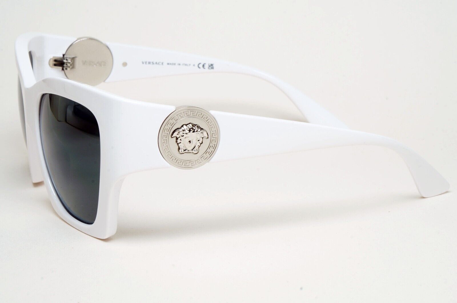 Versace Sunglasses White Silver Medusa Grey Square MOD VE 4452 314/87 54mm