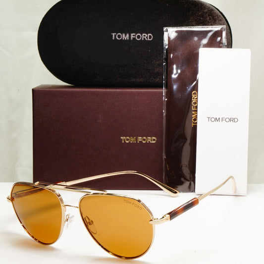 Tom Ford Gold Pilot Sunglasses Metal Mens Brown Andes TF 670 28E FT0670 A