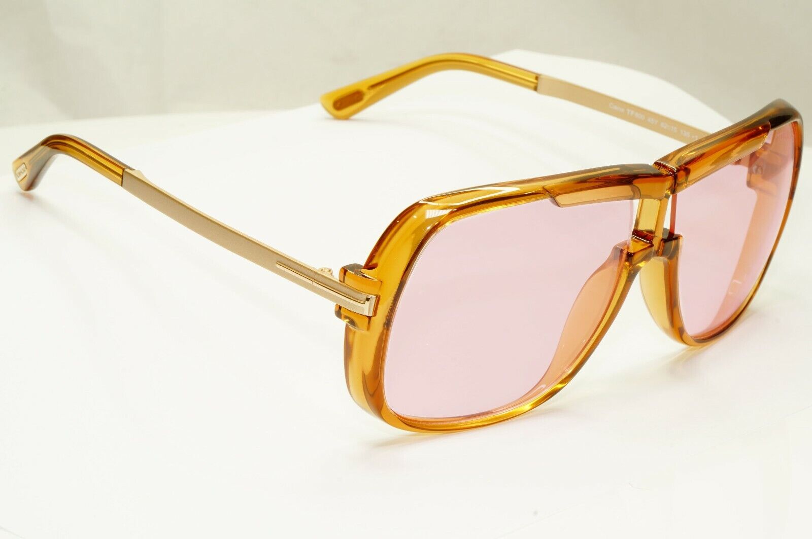 Tom Ford Pink Brown Sunglasses Gold Honey Square Mens Fashion Caine TF 800 45Y