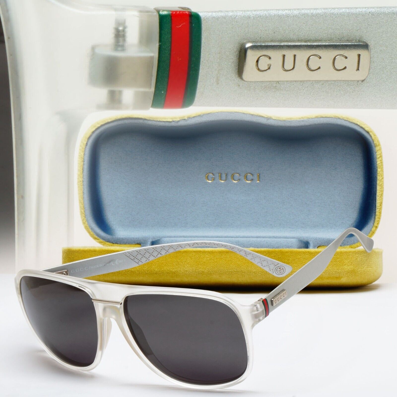 Gucci Sunglasses 2013 Vintage Aluminum Grey Matte GG 1076/S JWIHI 59mm 290125