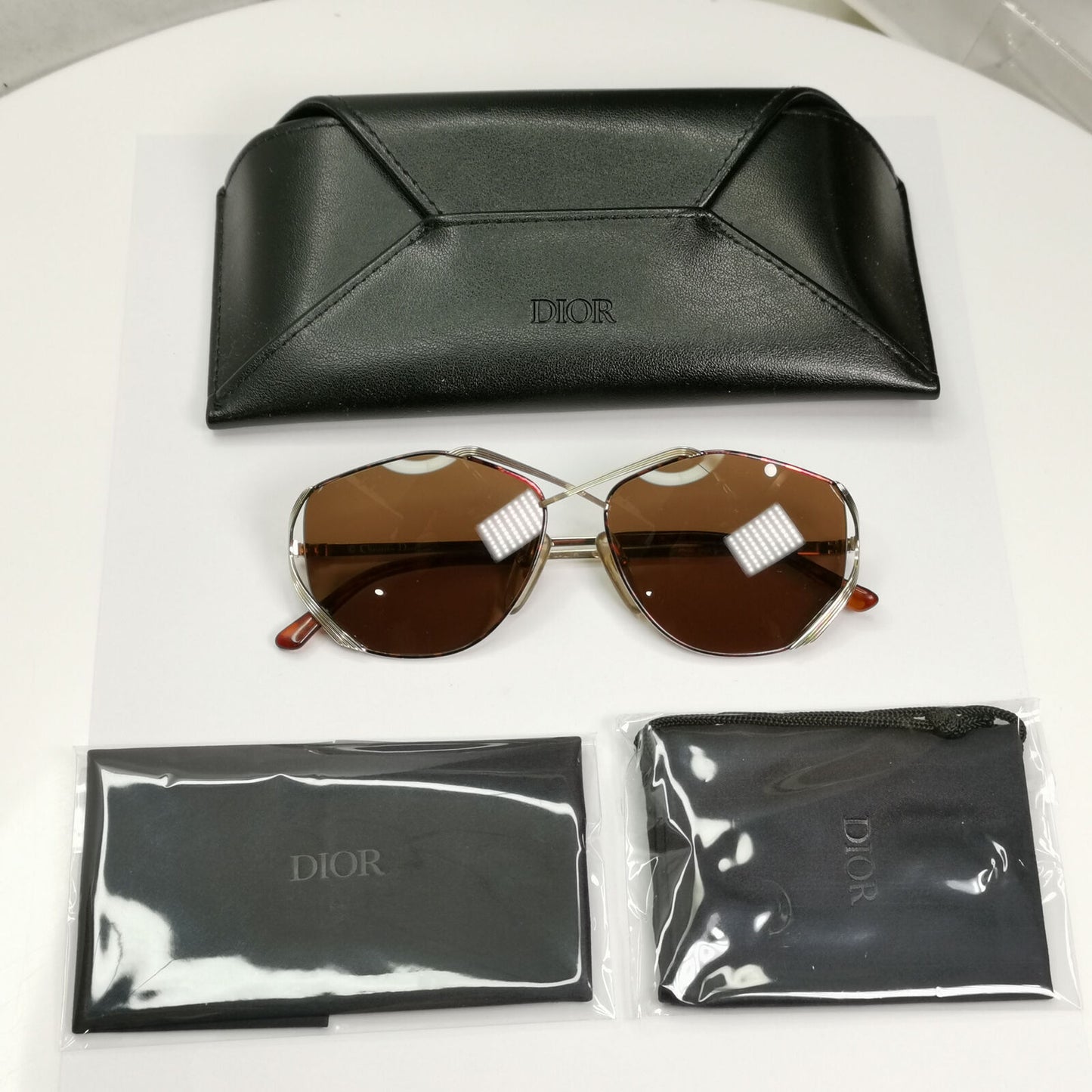 Dior 1990s Austria Sunglasses Vintage Metal Brown Gold Square 2684 41 190123