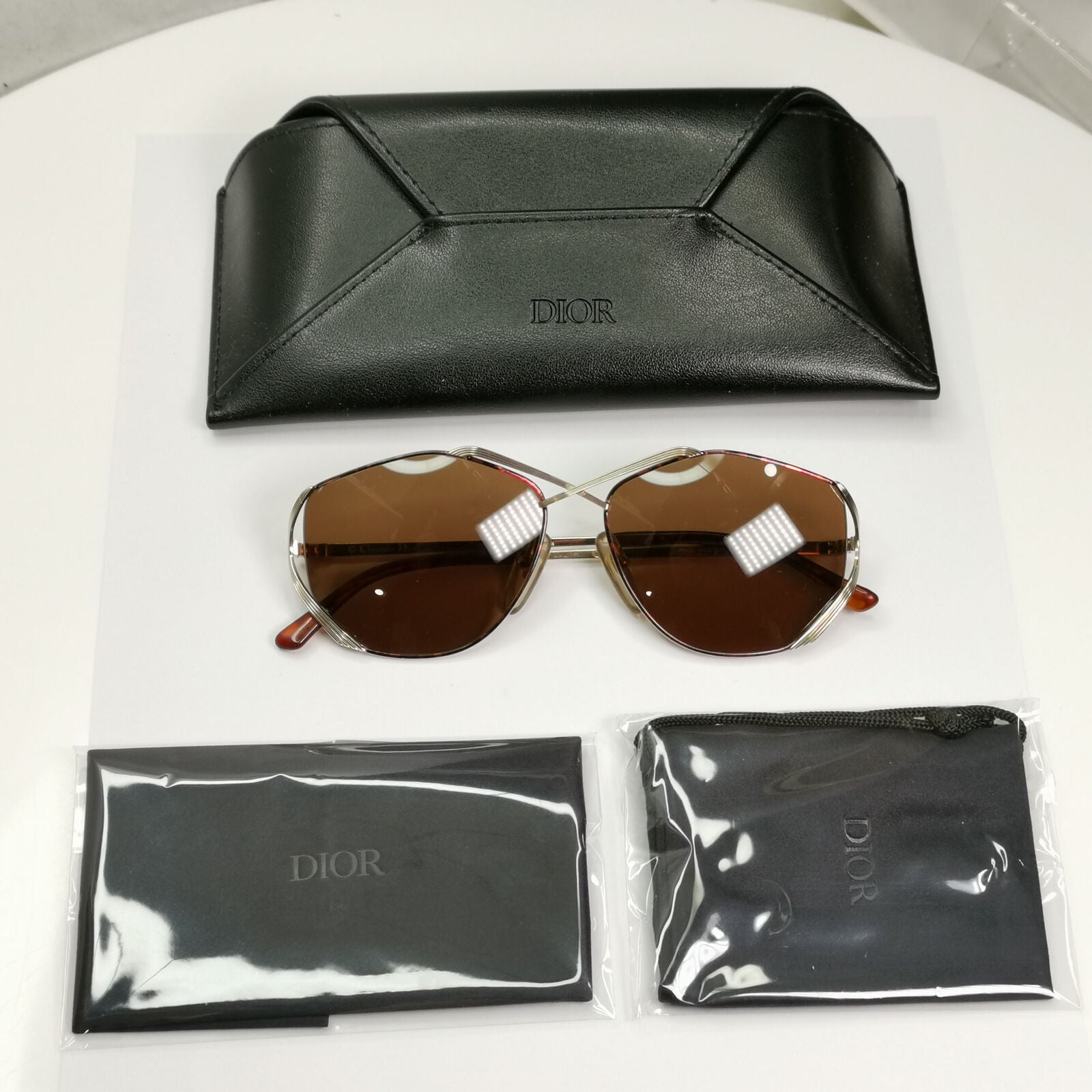Dior 1990s Austria Sunglasses Vintage Metal Brown Gold Square 2684 41 190123
