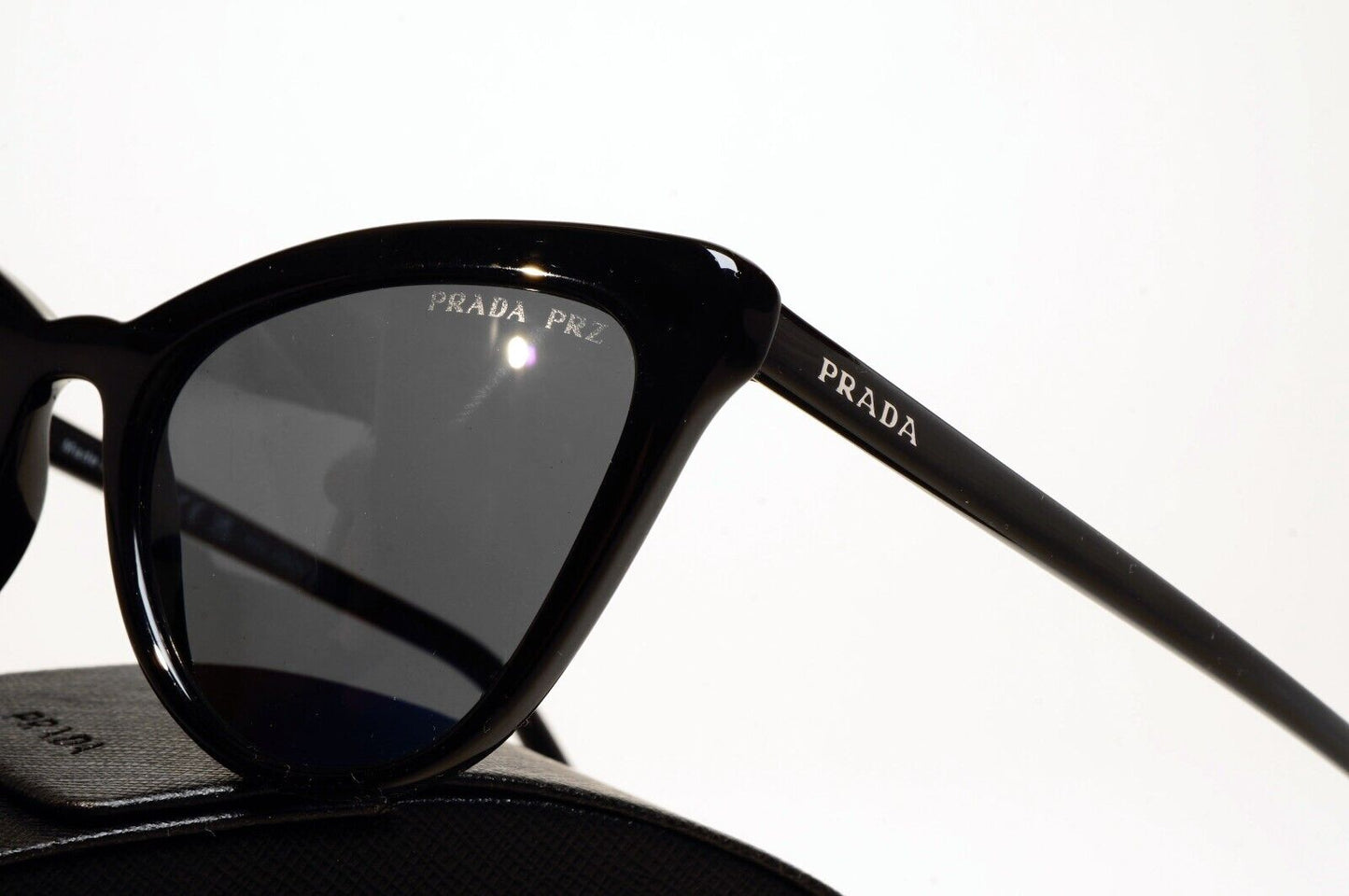 Prada Sunglasses Polarized Black Dark Grey Cat Eye PR01VS SPR 01V 1AB-5Z1 110225