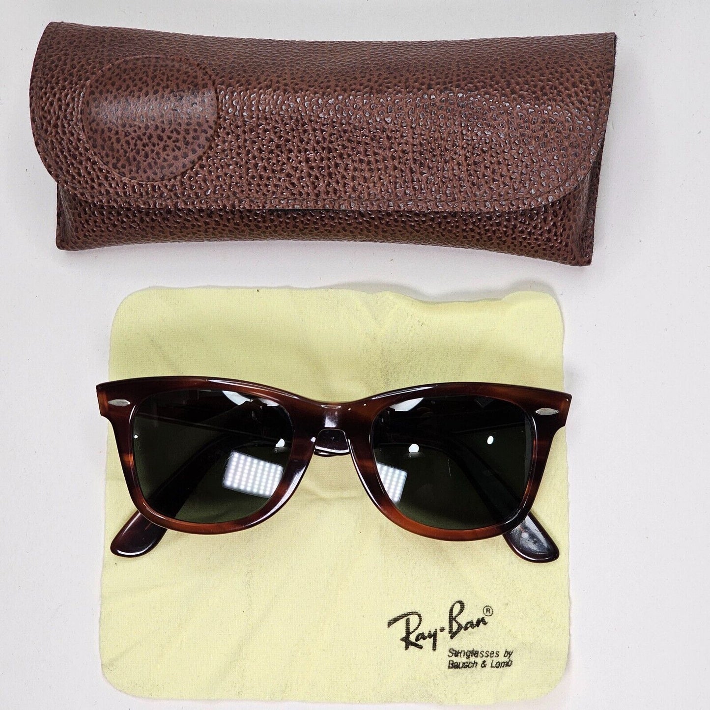 Ray-Ban Sunglasses 1992 Vintage Bausch Lomb Brown Wayfarer Tortoiseshell 021124