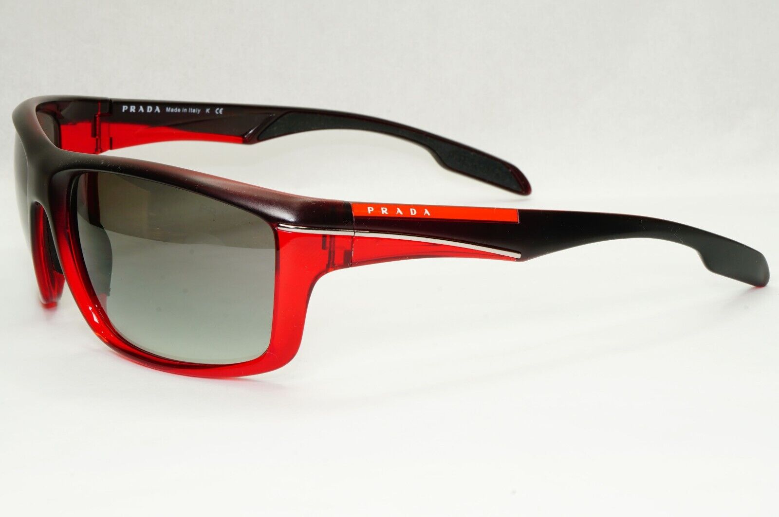 Prada Sunglasses 2012 Red Maroon Grey Gradient Wrap PS01NS SPS 01N GAF-3M1
