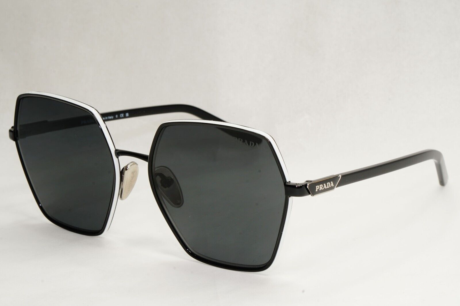 Prada Sunglasses Black Hexagon Angular Square PR56YS SPR 56Y 1AB-5S0 58mm