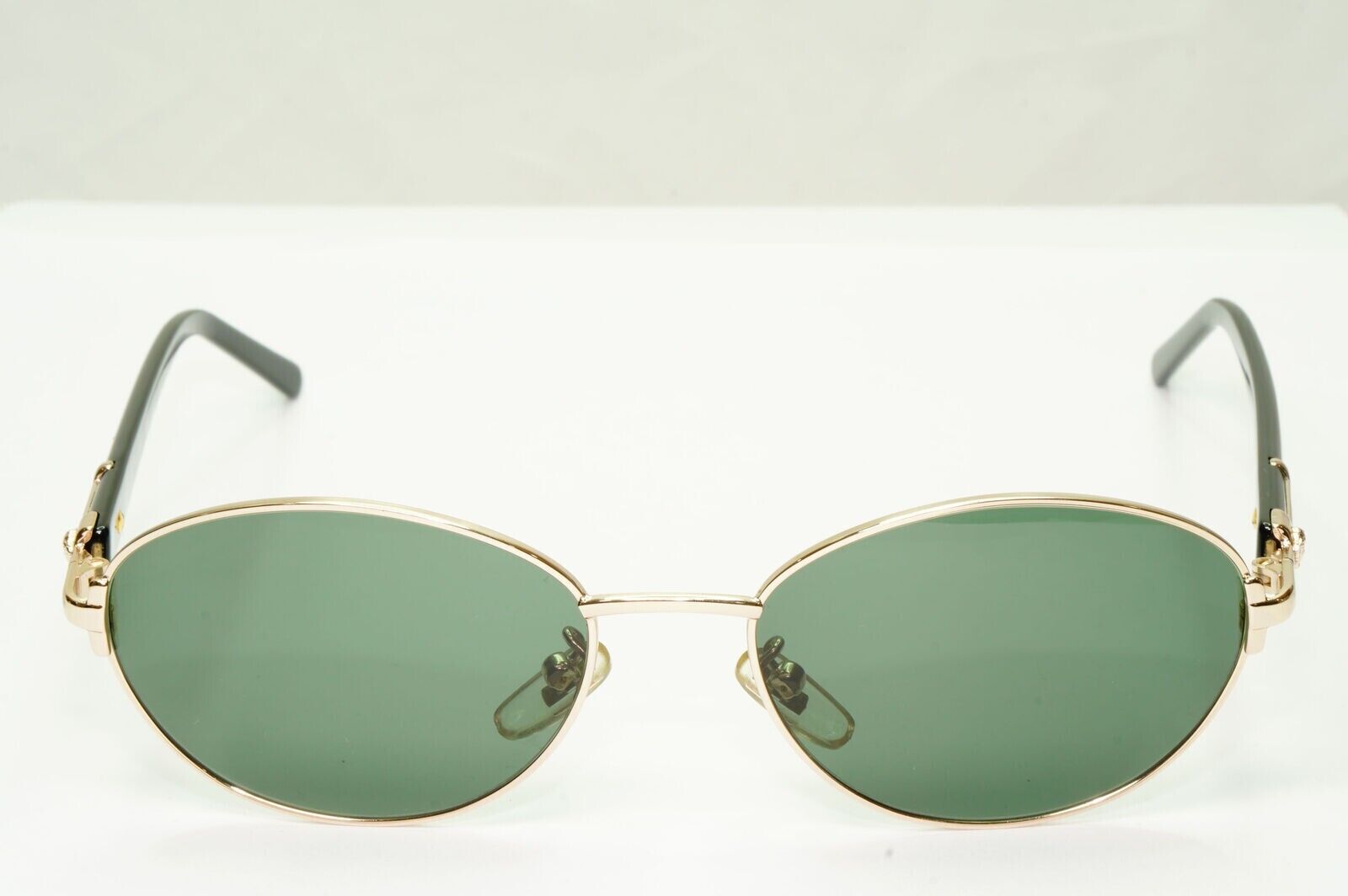 Gianni Versace 1995 Sunglasses Vintage Gold Black Green Oval MOD M83 COL 030 A