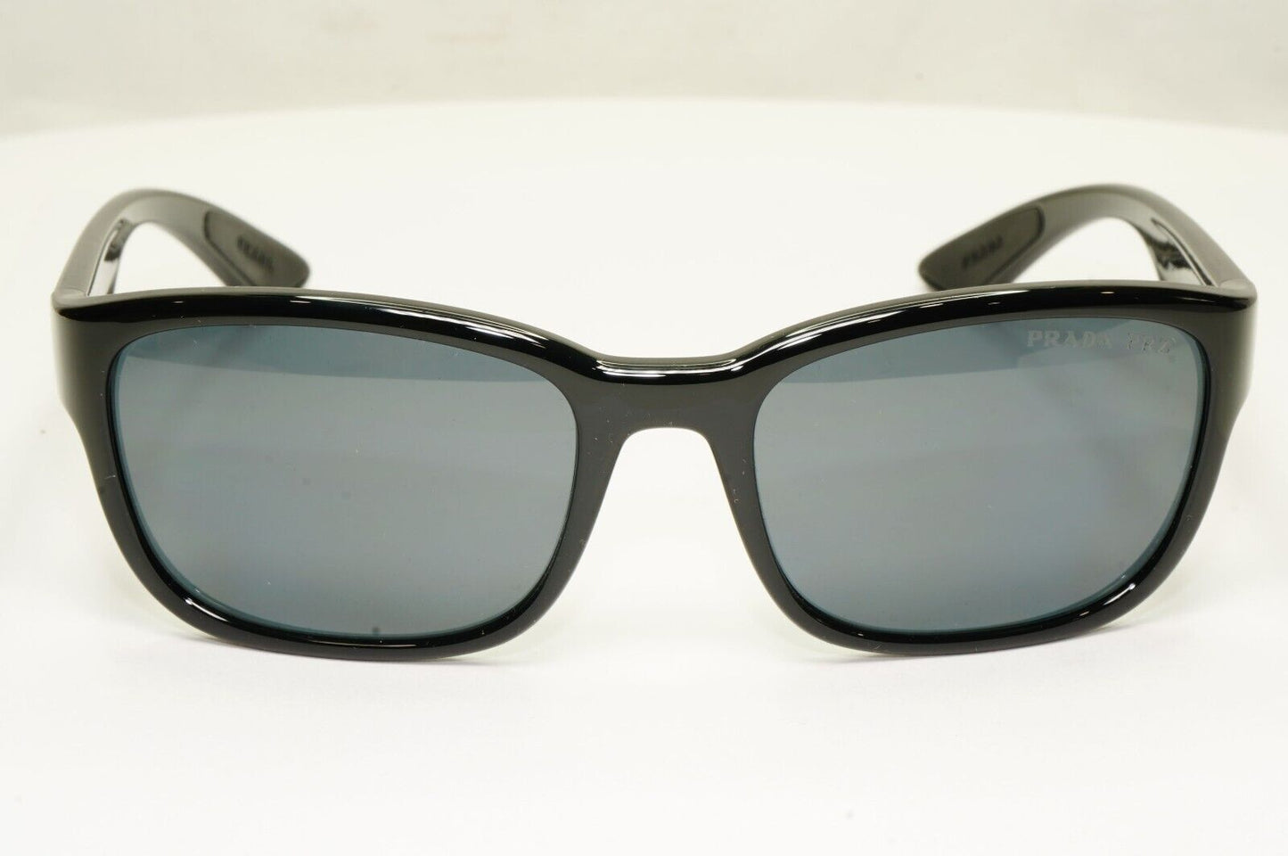 Prada Polarized Black Grey Sunglasses Square Mens Red Stripe SPS 05V 1AB-02G [A]