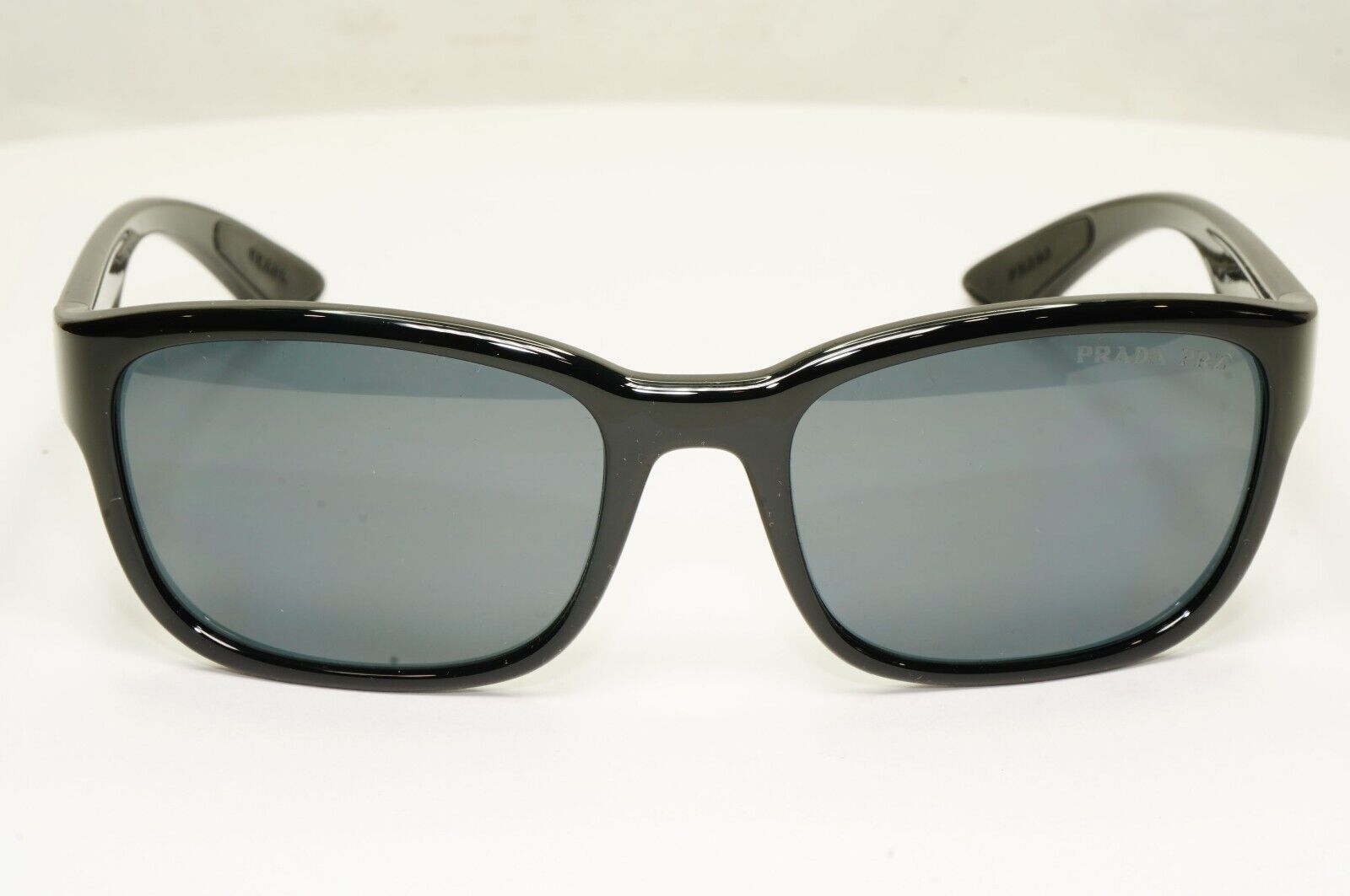 Prada Polarized Black Grey Sunglasses Square Mens Red Stripe SPS 05V 1AB-02G [A]