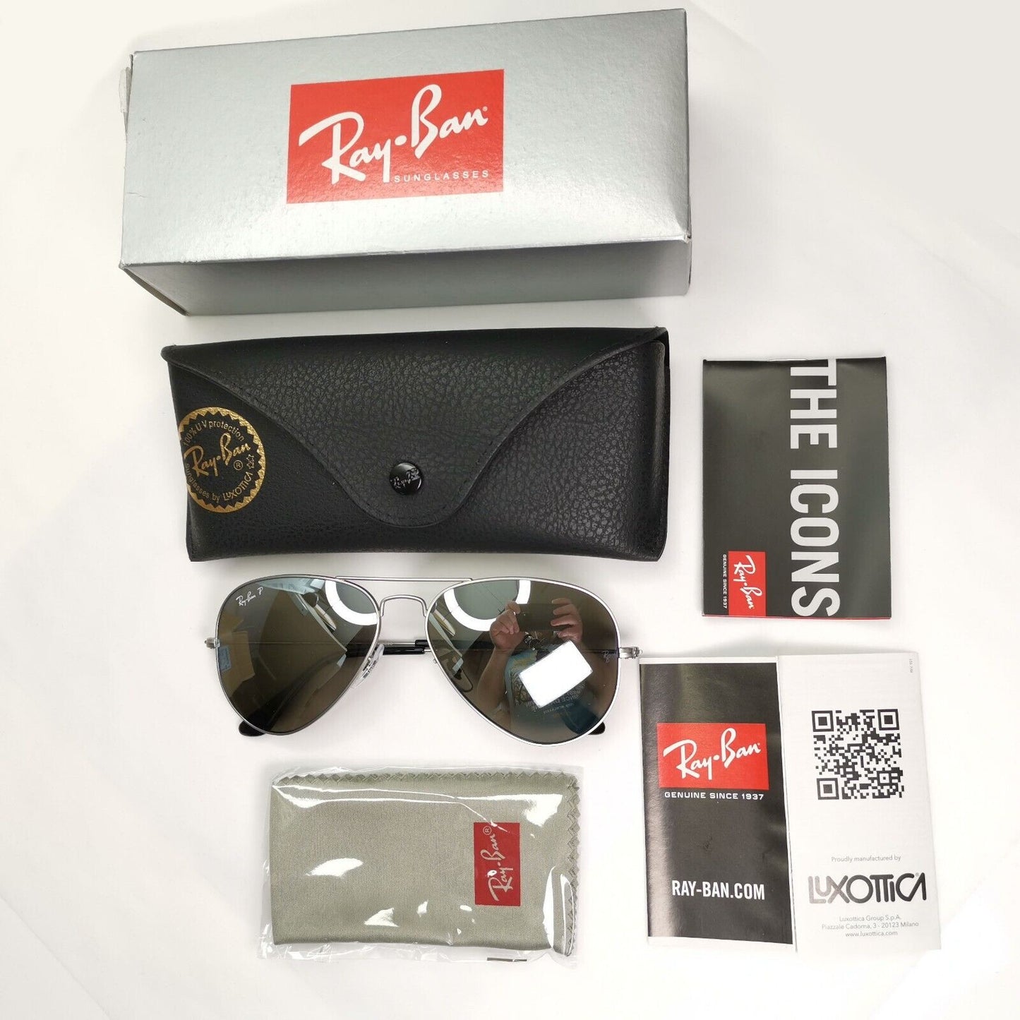 Ray-Ban Sunglasses Aviator Polarised Silver Mirror Grey RB 3025 019/W3 58mm