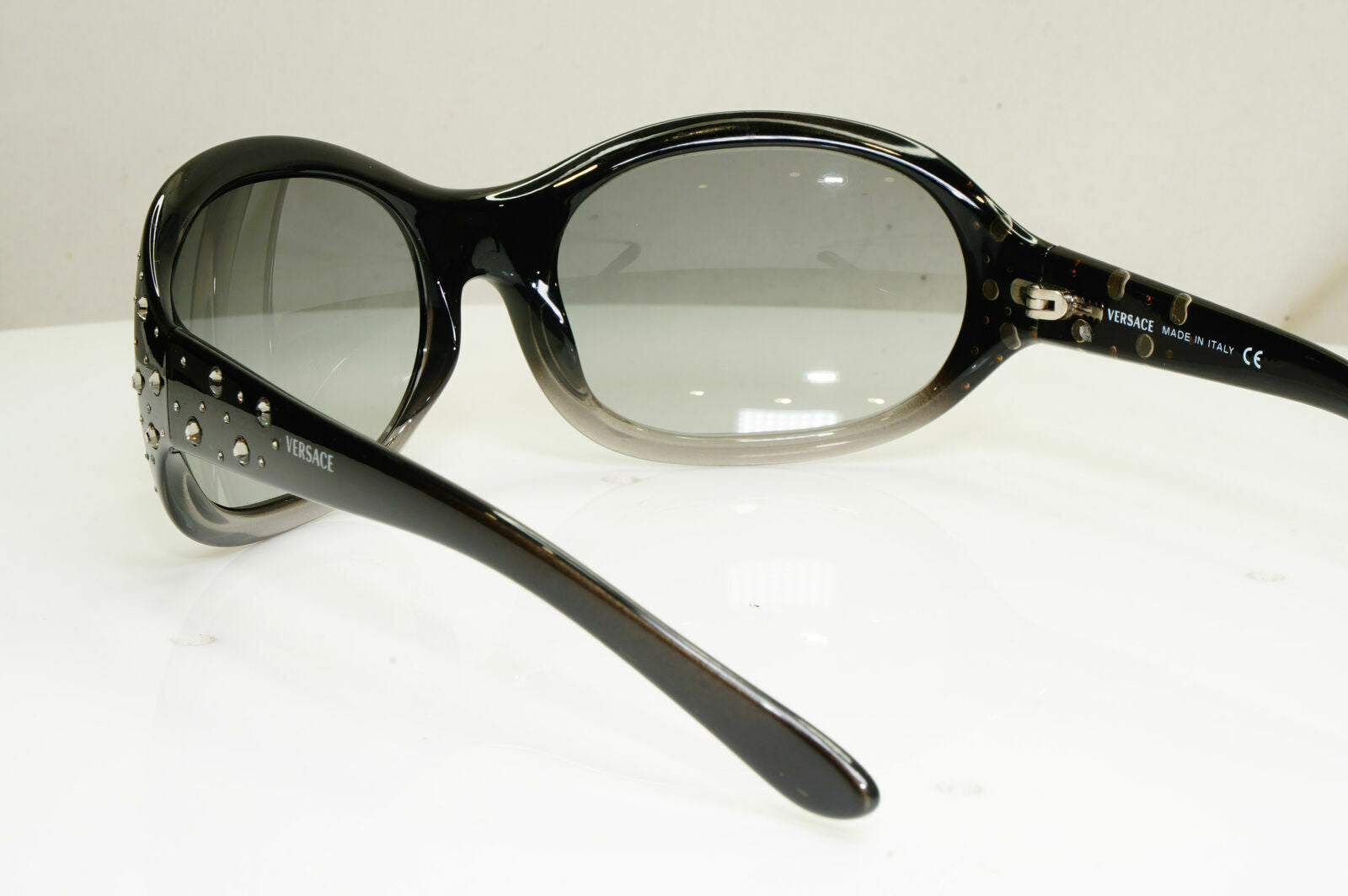 Versace Crystal Gem Black Grey Sunglasses Wrap Womens Designer 4063 528/11 29791