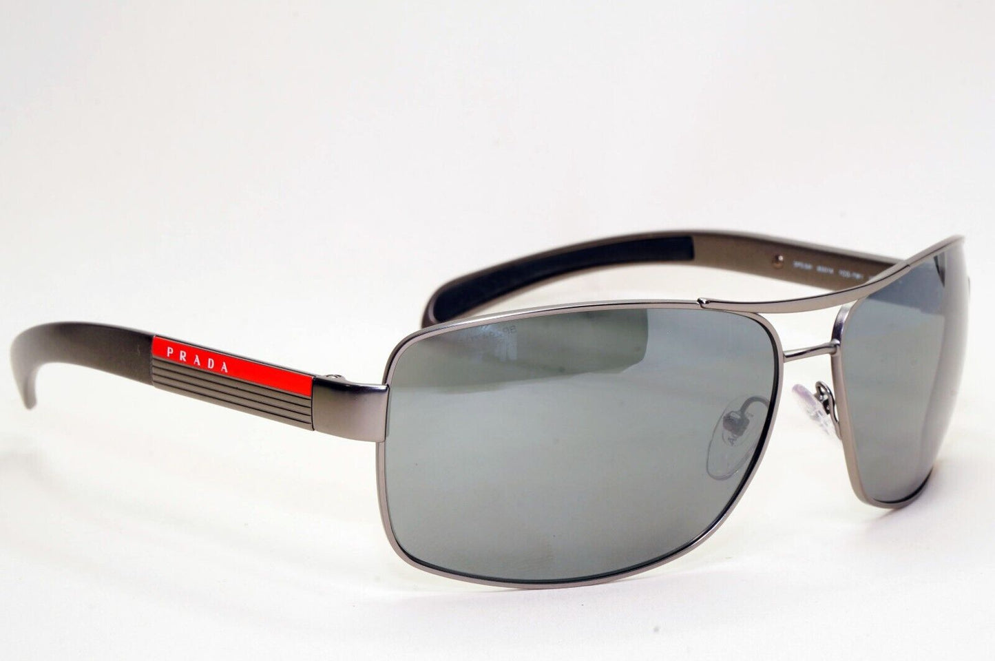 Prada Sunglasses Silver Grey Mirror Navigator Wrap PS54IS SPS 54I 7CQ-7W1 260724