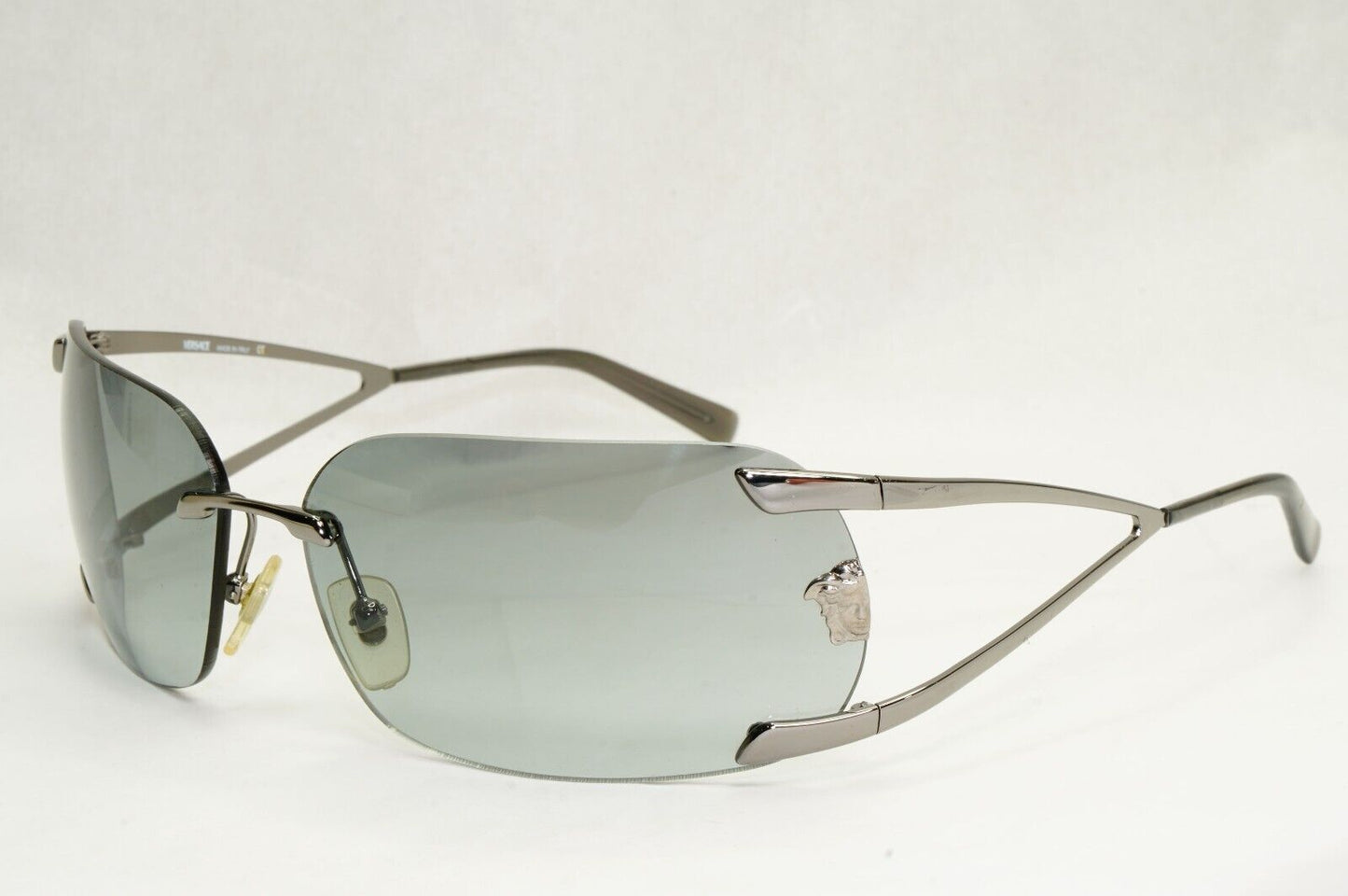 Versace Sunglasses 2004 Vintage Rimless Wrap Silver Grey MOD N86 89M/562 270324