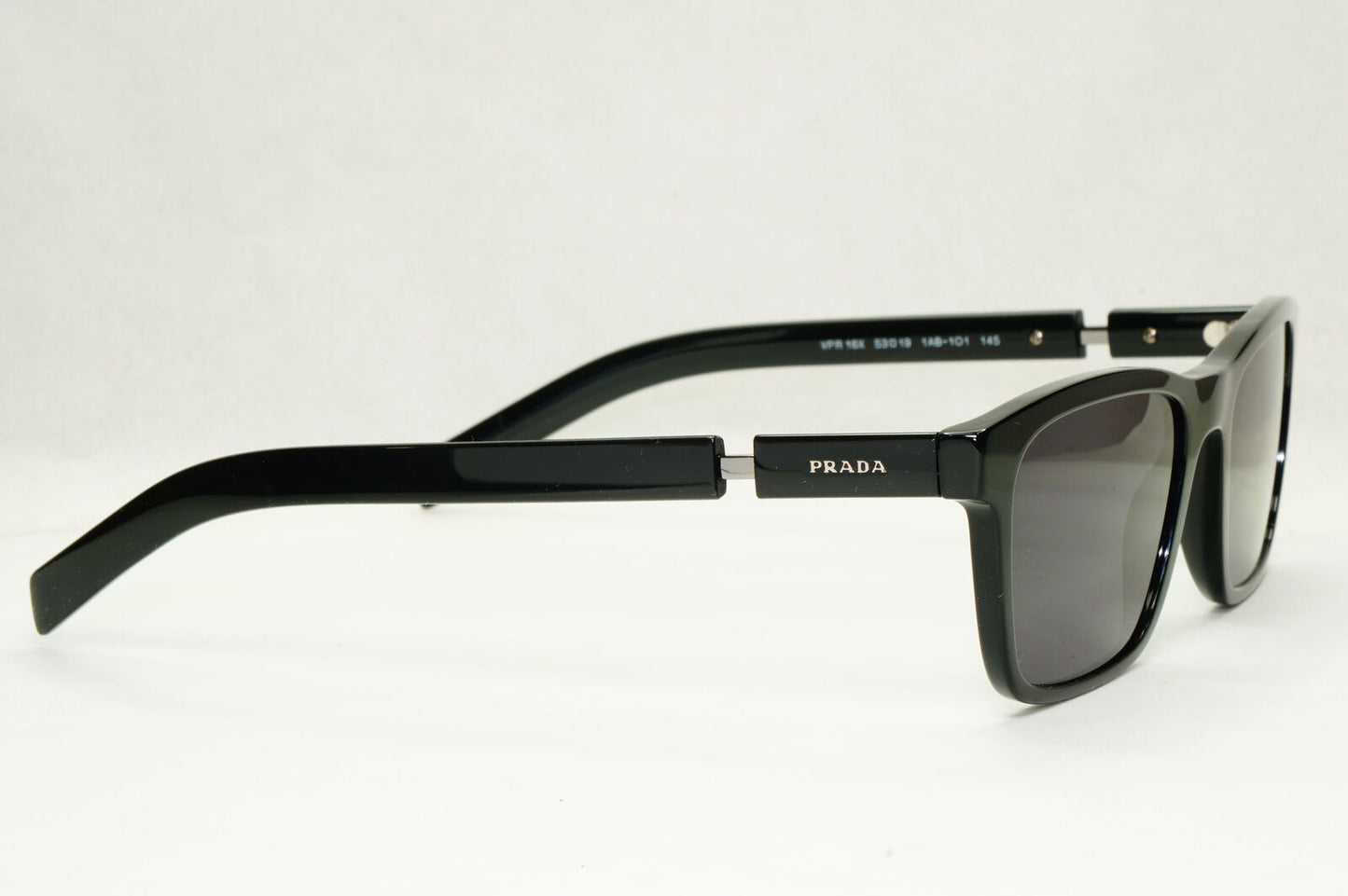 Prada Sunglasses Black Square Glossy Mens Fashion PR16XV VPR 16X 1AB-1O1 53mm
