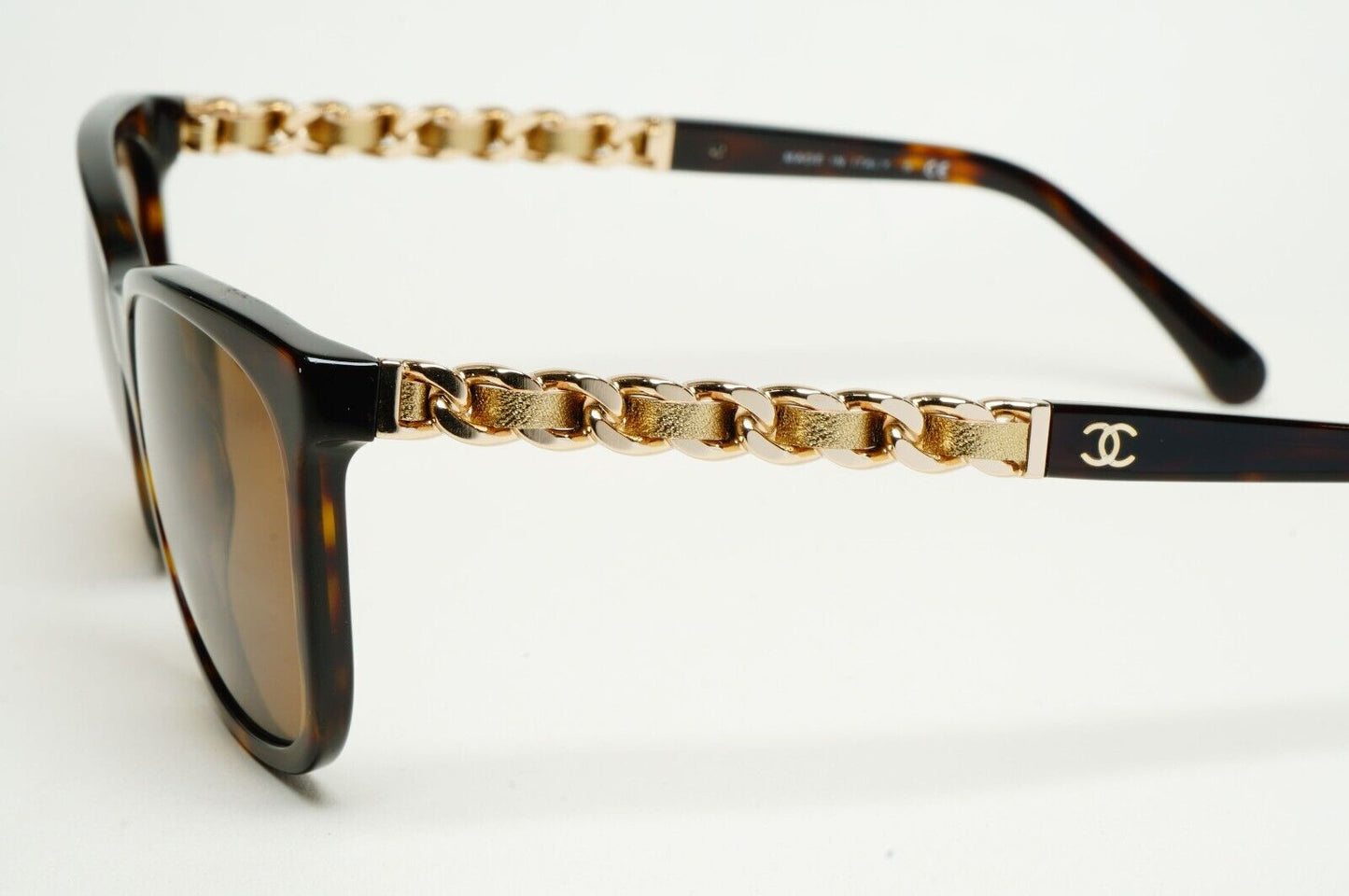 Chanel Sunglasses Leather Chain Gold Brown Tortoise 5260-Q c.714/S5 261124