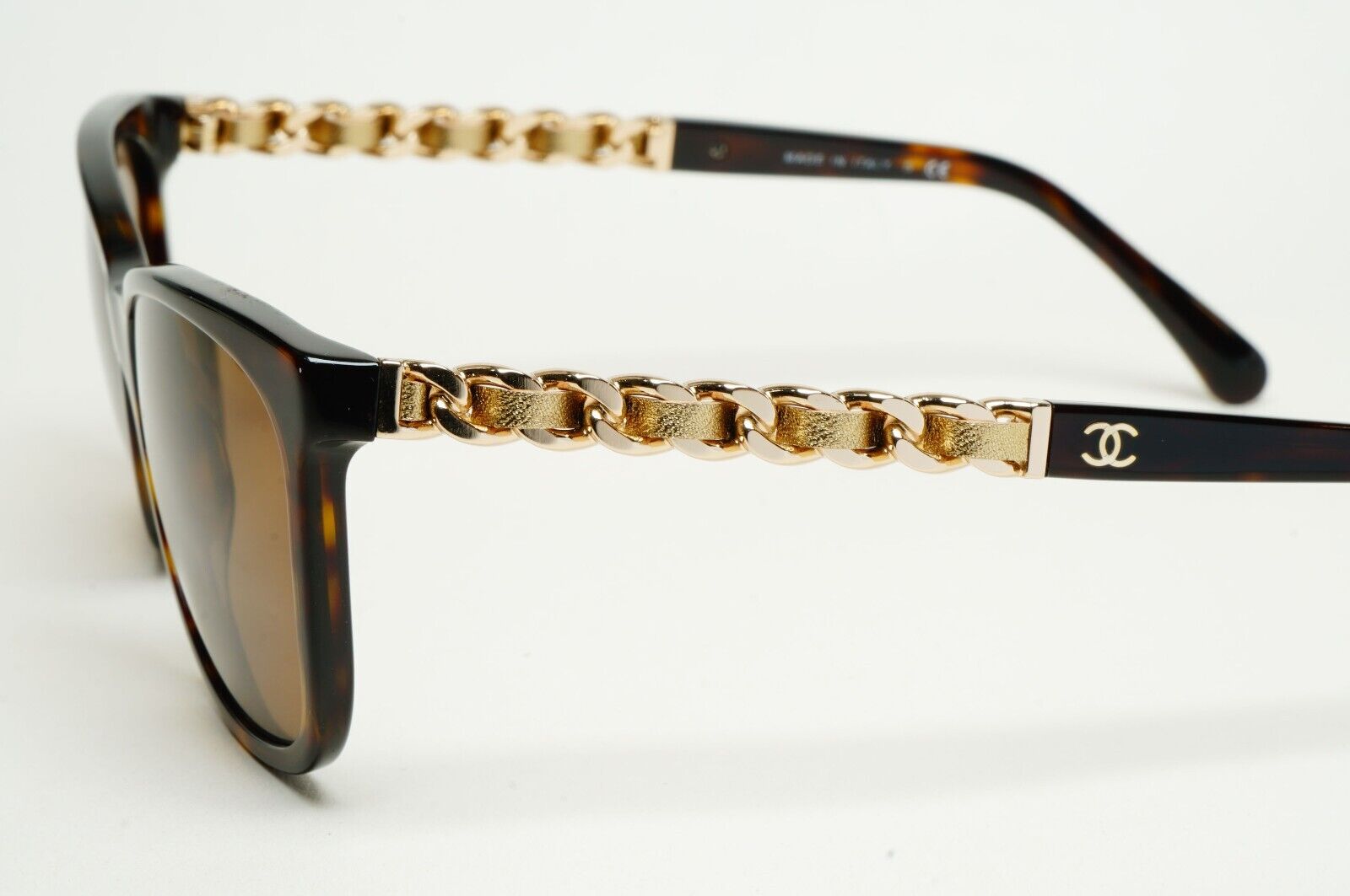 Chanel Sunglasses Leather Chain Gold Brown Tortoise 5260-Q c.714/S5 261124