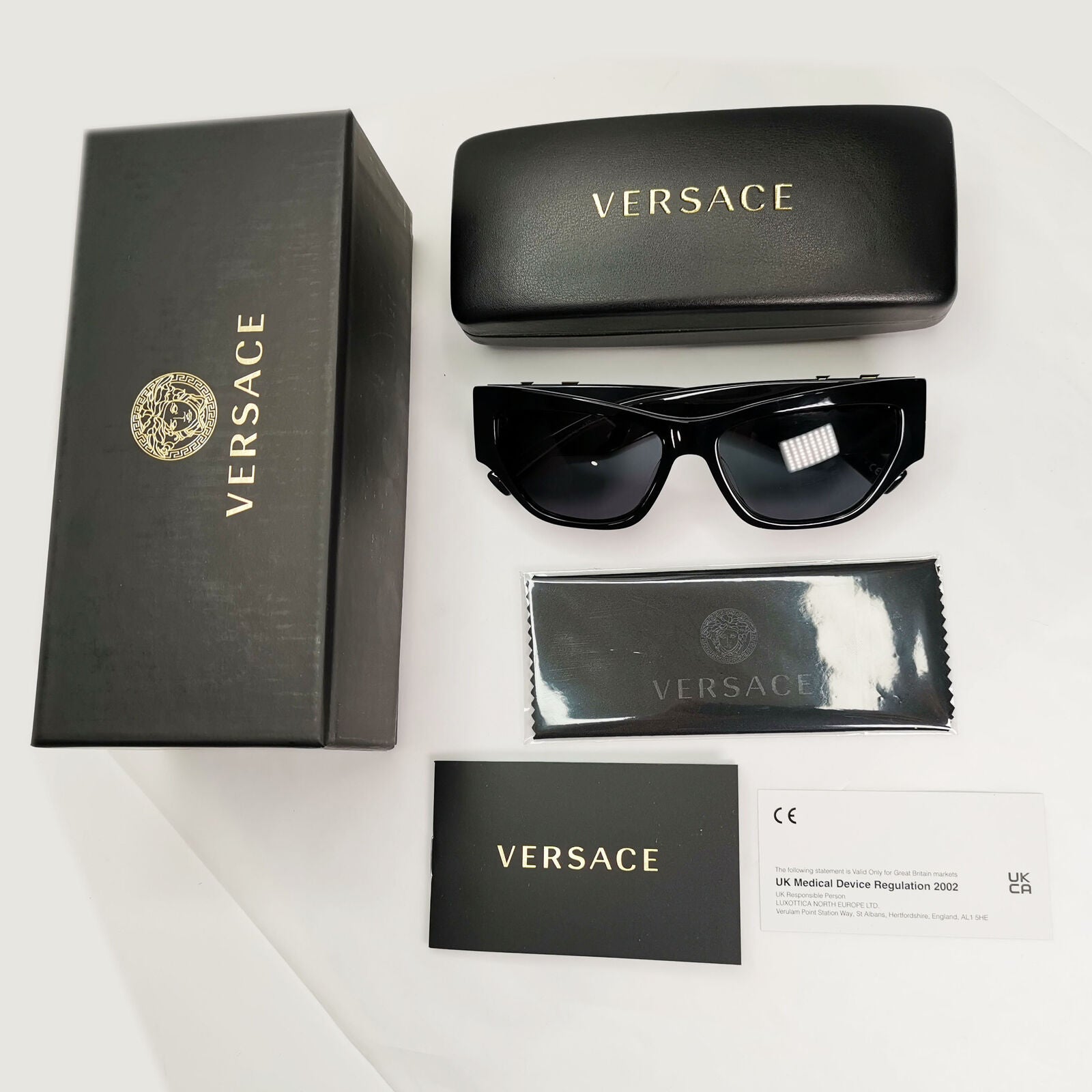 Versace Sunglasses Black Gold V Grey Square MOD VE 4383-F GB1/87 56mm