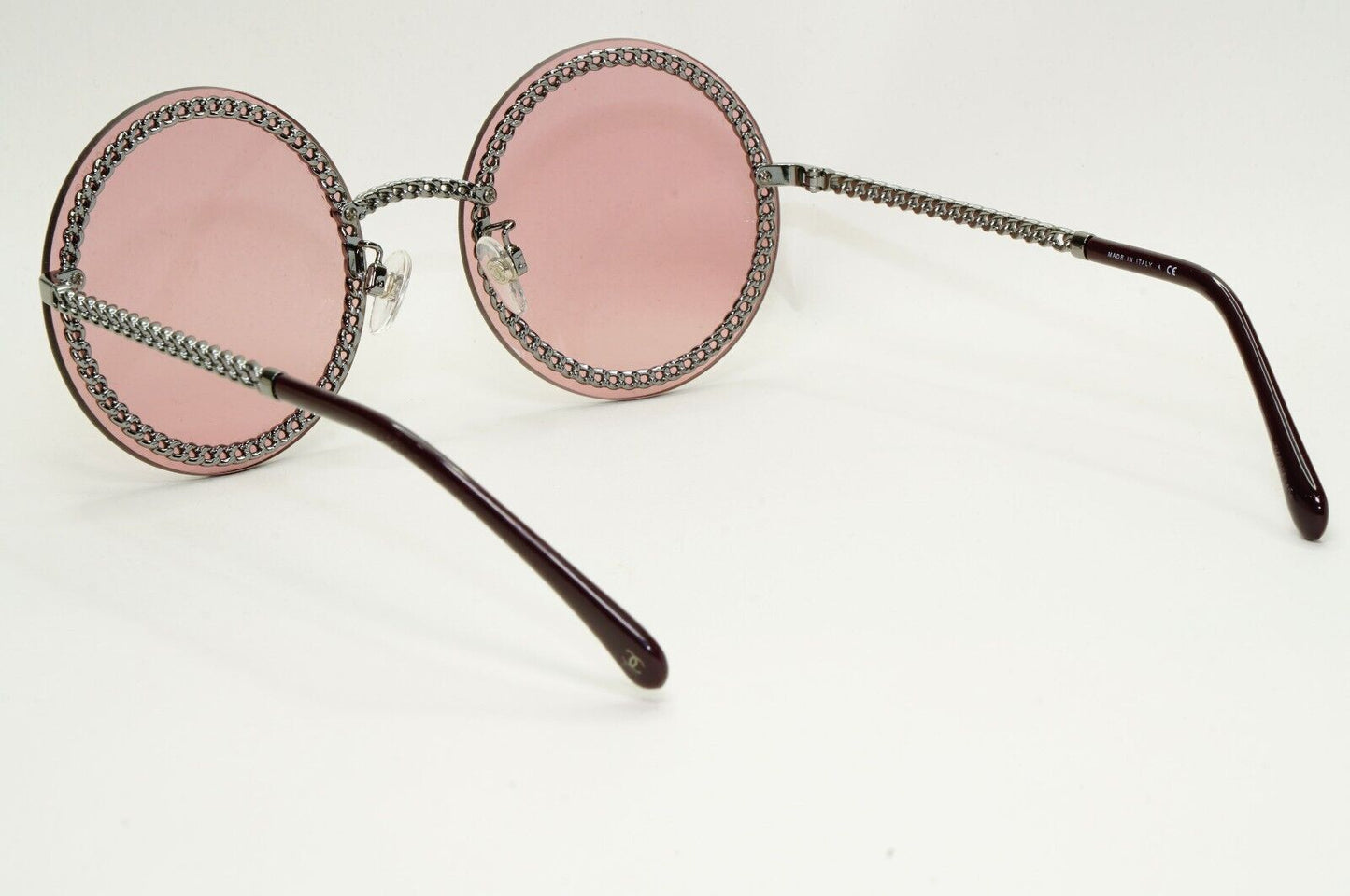 Chanel Sunglasses Chain Round Rimless Metal Grey Gunmetal Pink CH 4245 c.108/D8