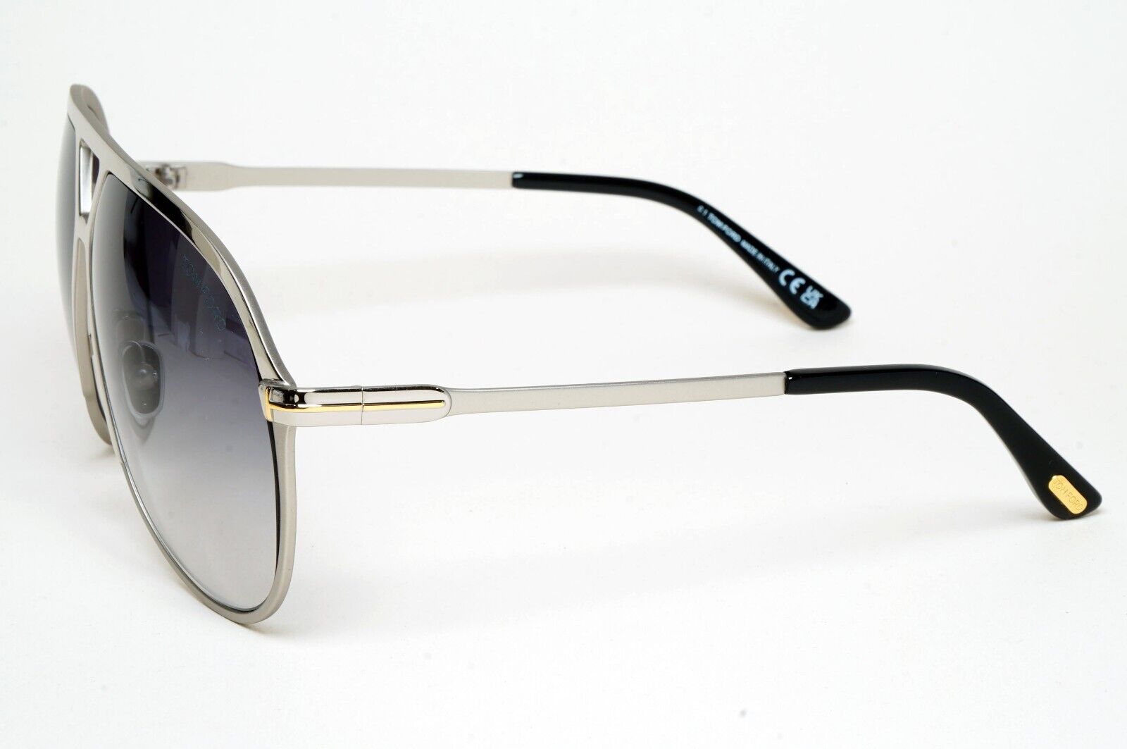 Tom Ford Sunglasses Xavier Silver Grey Gradient Large Pilot Metal TF 1060 16B