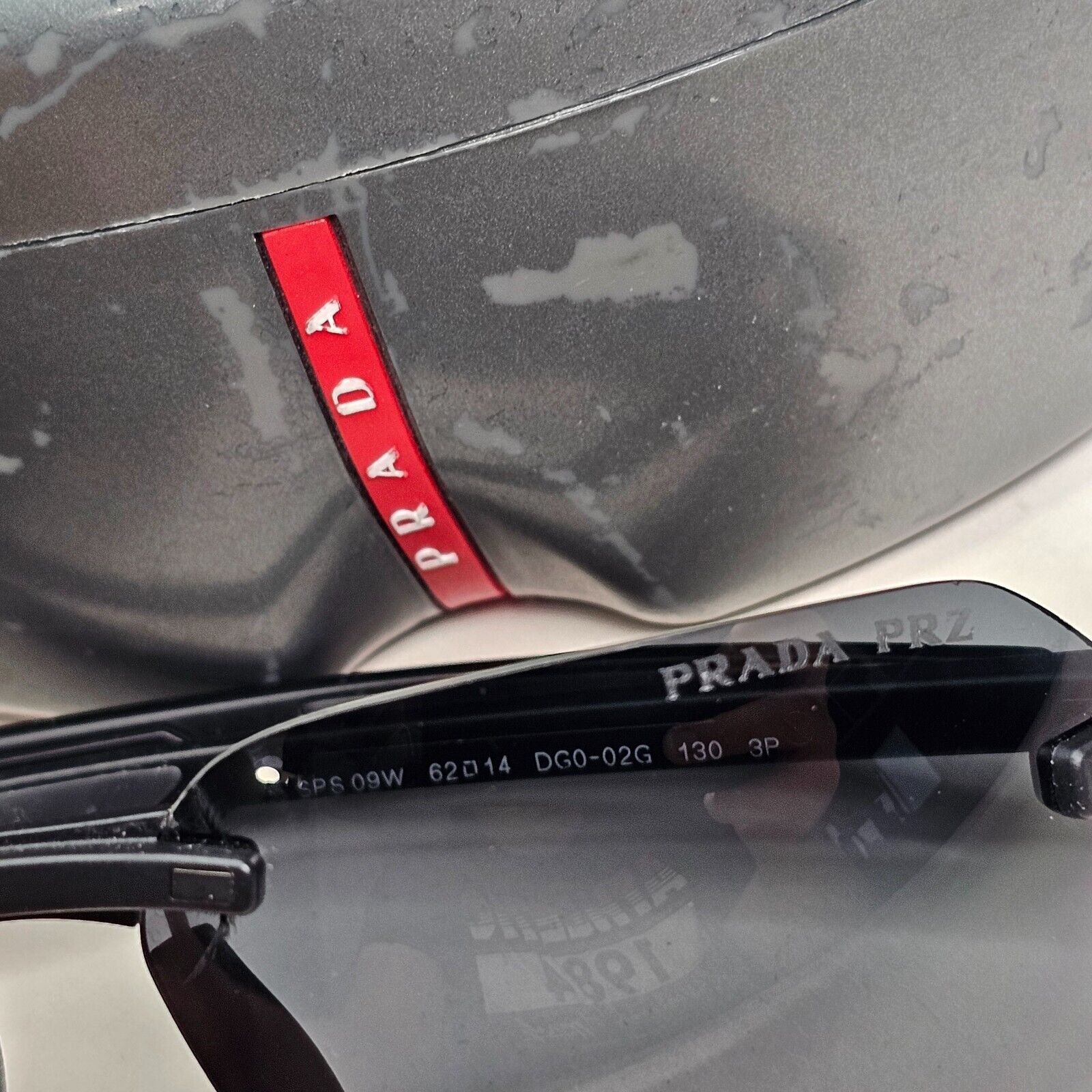 Prada Sunglasses Polarised Black Grey Rimless PS09WS SPS 09W DG0-02G 260724