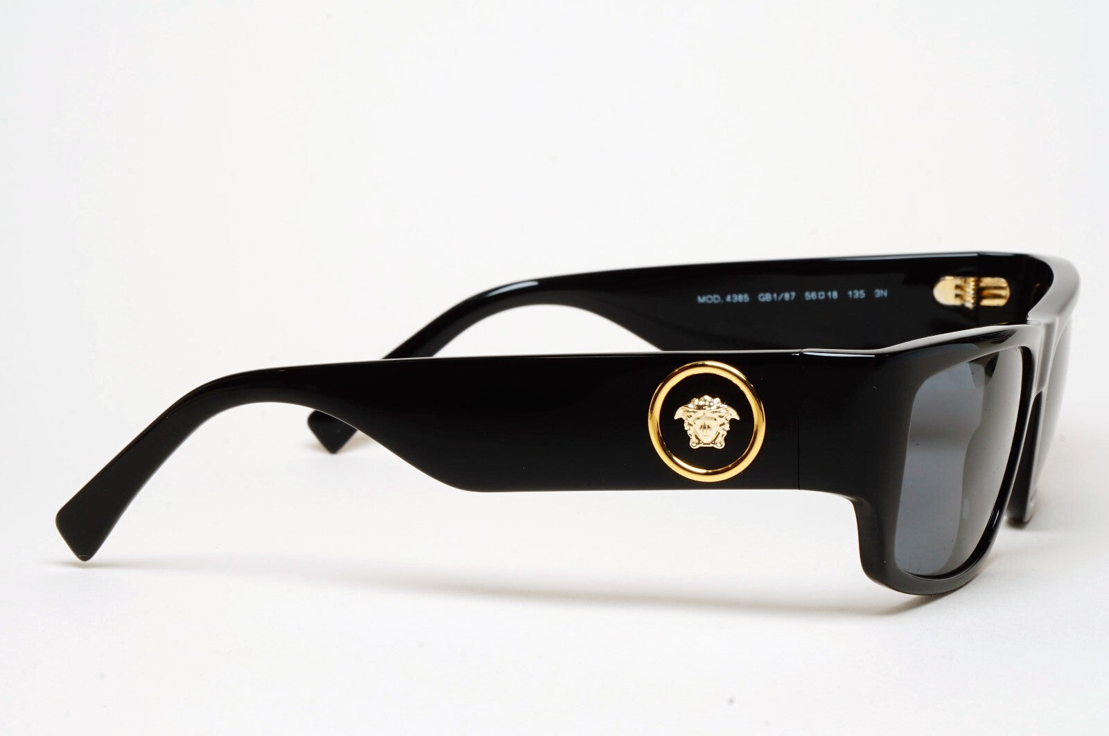 Versace Sunglasses Black Gold Medusa Rectangle RB 4385 GB1/87 56mm
