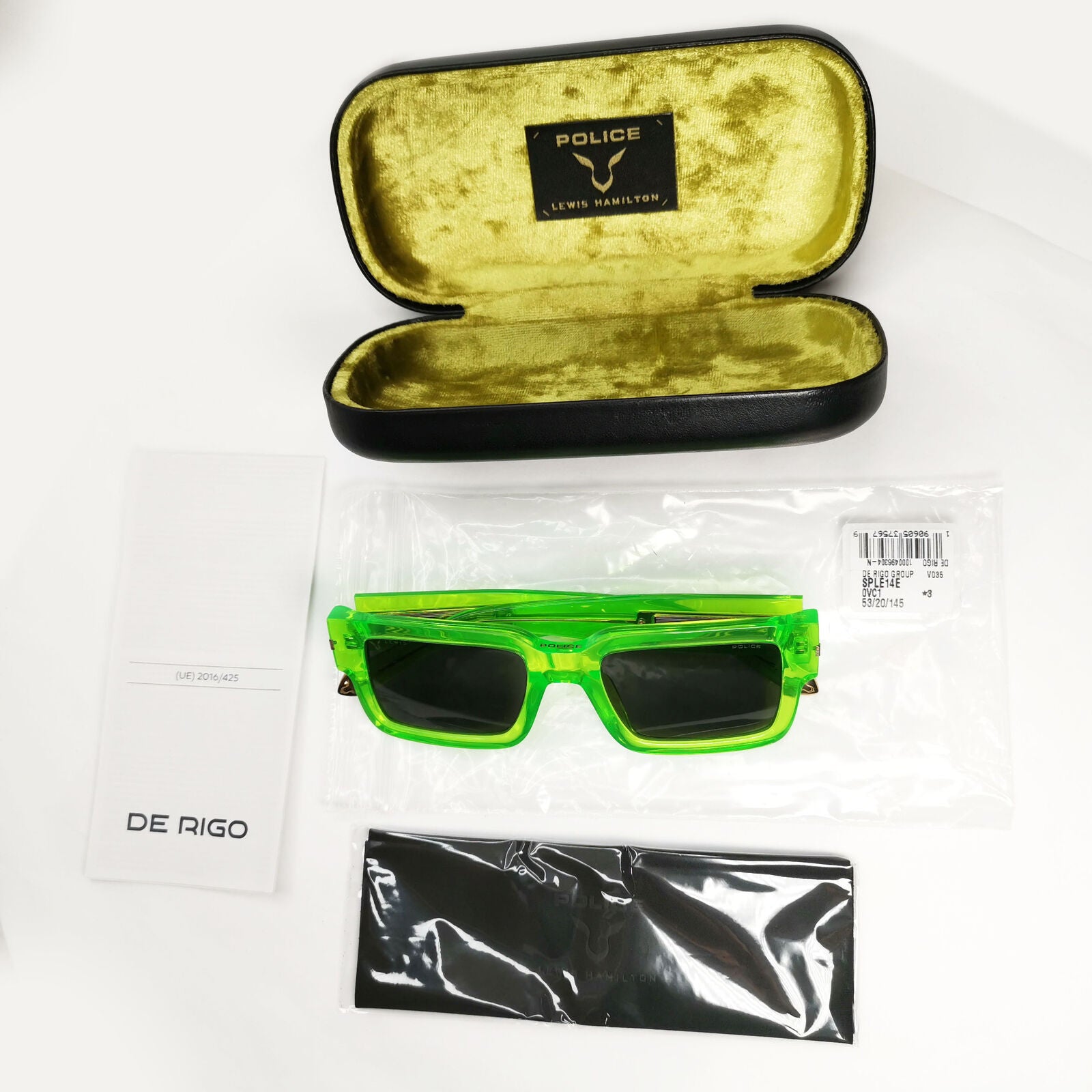 Police F1 Lewis Hamilton Sunglasses Green Transparent Lime SPL E14V COL 0VC1