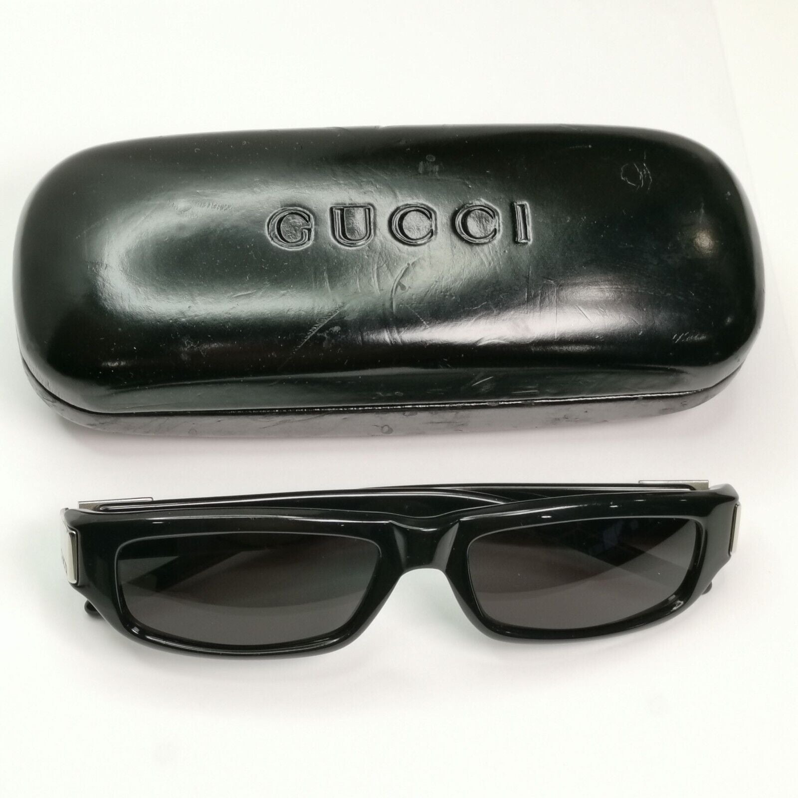 Gucci Sunglasses 1997 Vintage Black Rectangle Silver GG 1153/S D28 53mm 120125