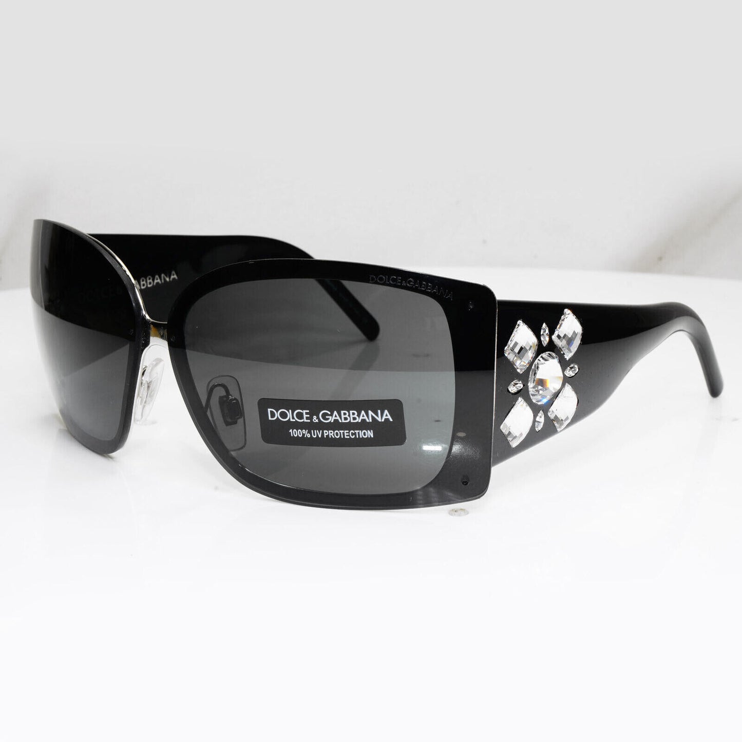 Authentic DOLCE & GABBANA Womens Vintage Sunglasses CRYSTAL DG 2044 130/87 29344