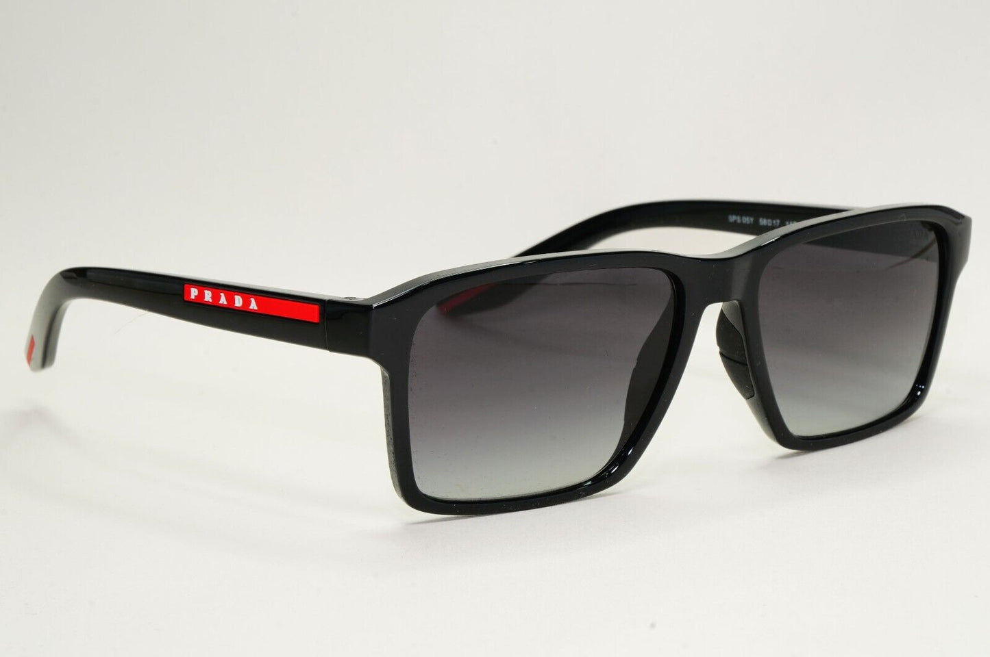 Prada Sunglasses Black Glossy Square Grey Gradient PS05YS SPS 05Y 1AB-09U 58mm