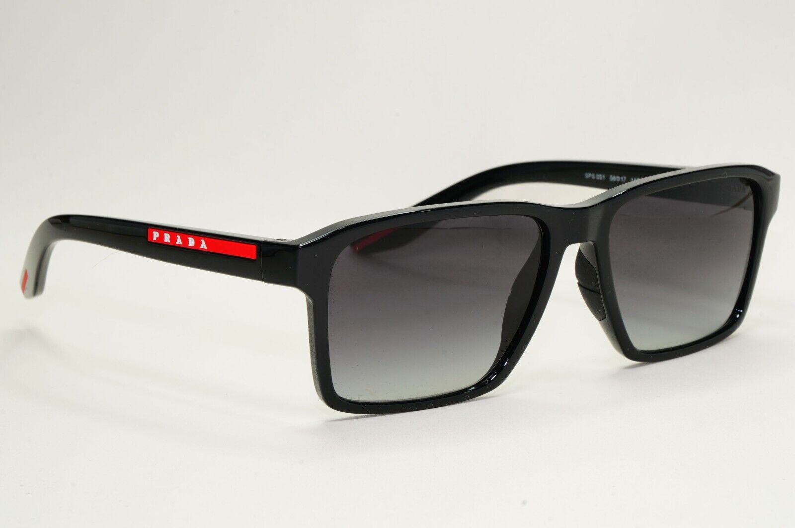 Prada Sunglasses Black Glossy Square Grey Gradient PS05YS SPS 05Y 1AB-09U 58mm