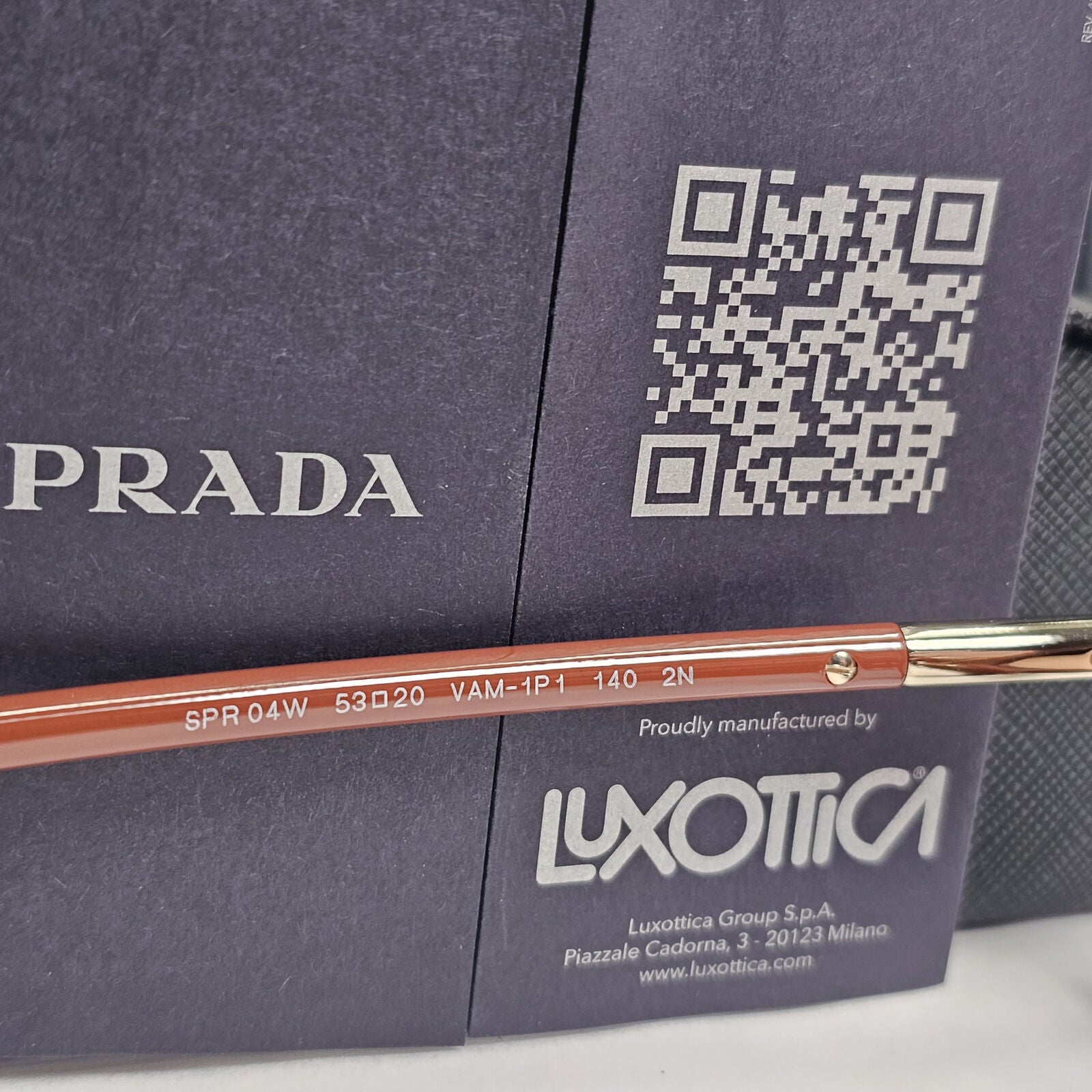 Prada Sunglasses Brown Square Gold PR04WS SPR 04W VAM-1P1 53mm