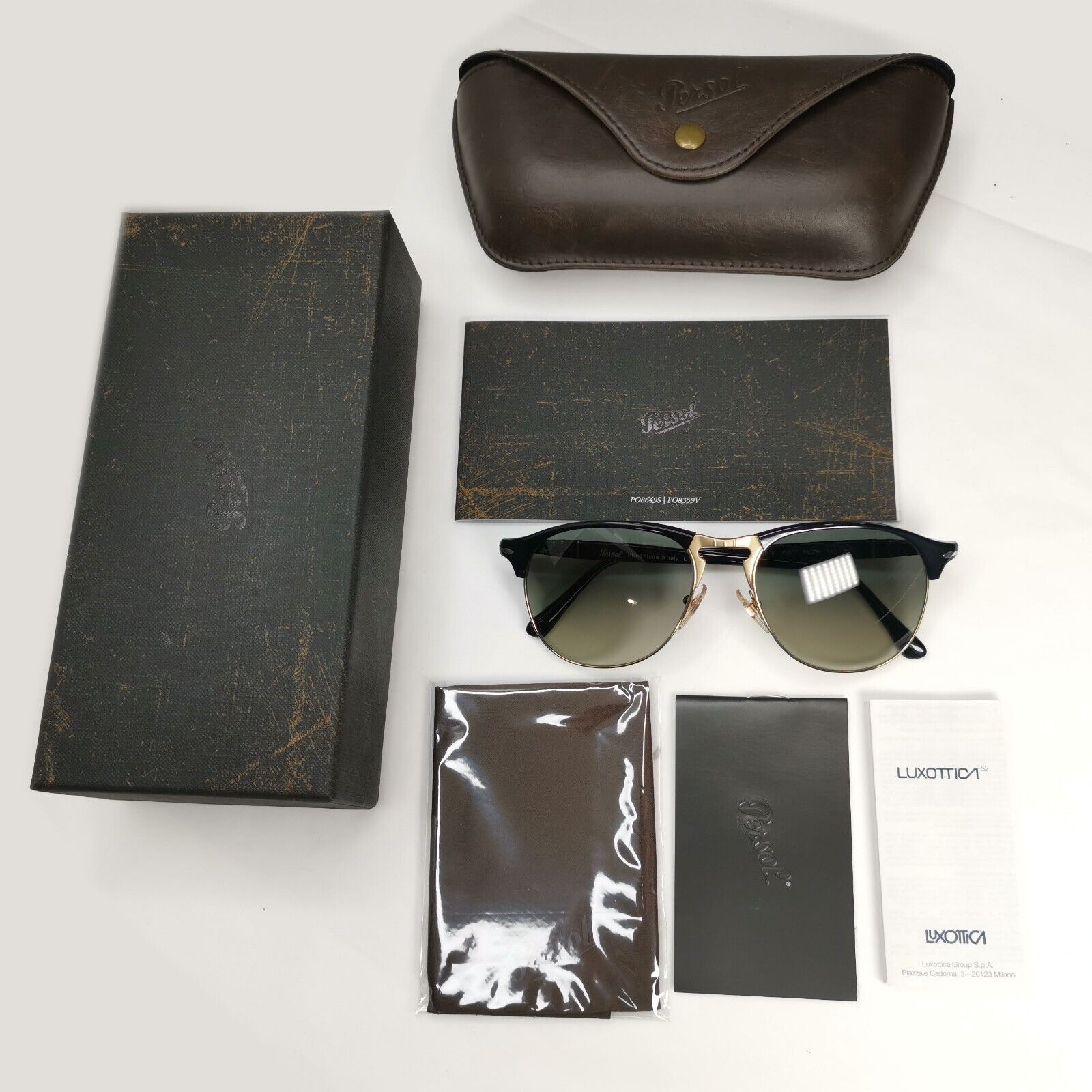 Persol Sunglasses 2015 Black Grey Gradient Pilot Vintage 8649-S 95/71 56mm