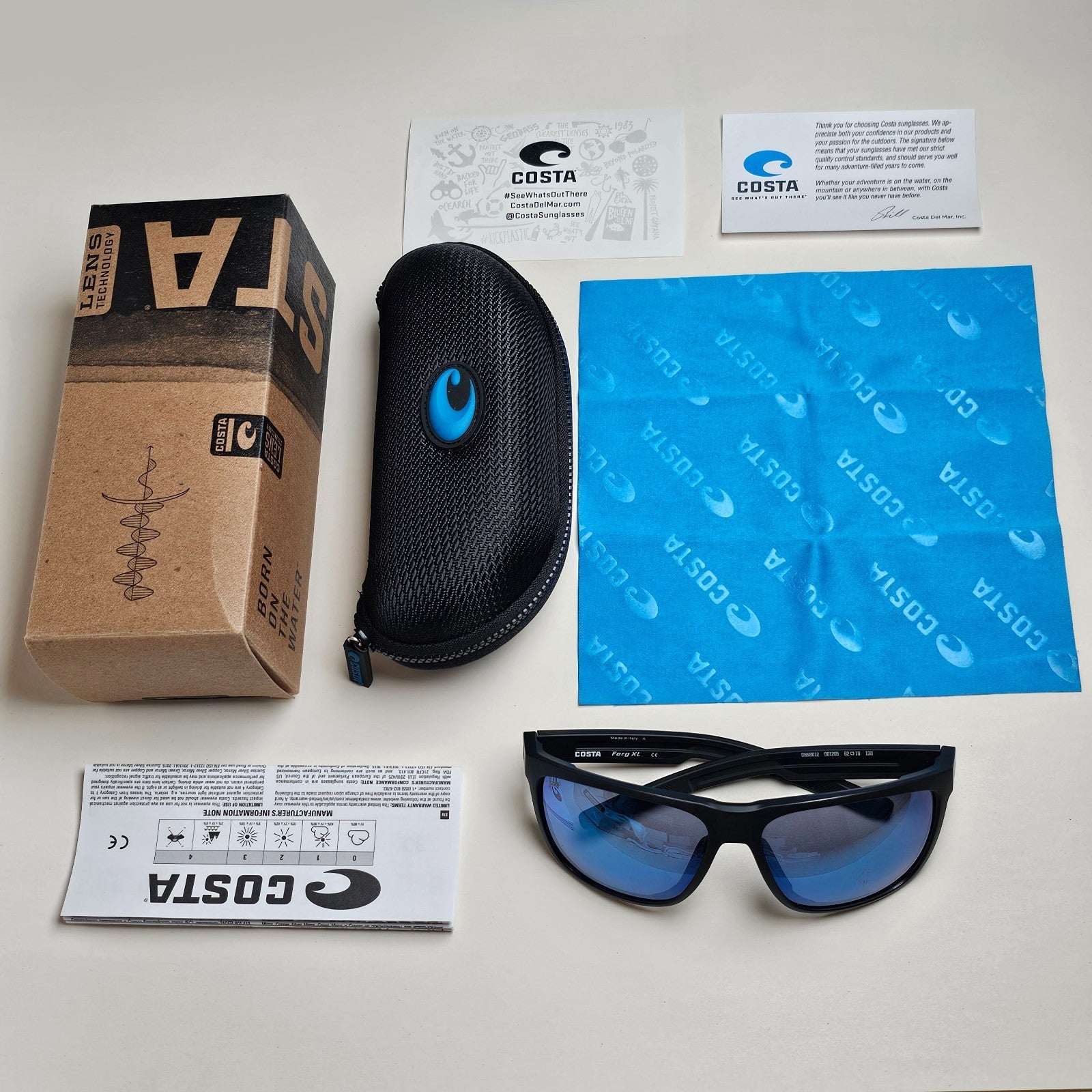 Costa Del Mar Sunglasses Ferg XL Polarized Blue 580P Mirror Black B06S9012 05