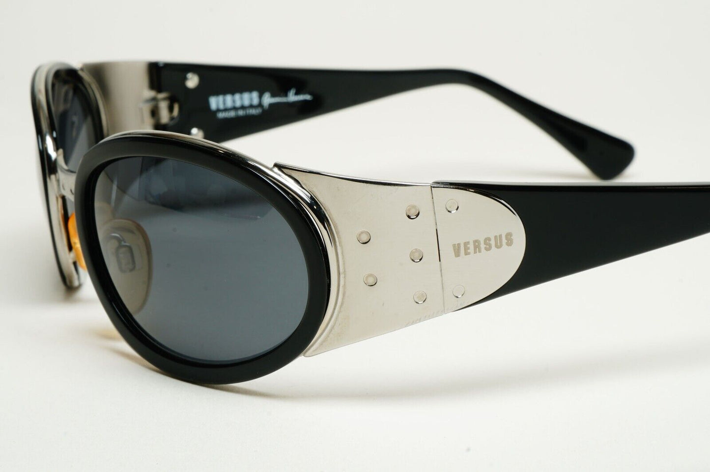 Versus Sunglasses 1996 by Gianni Versace Vintage Black Silver MOD R50 COL 76M