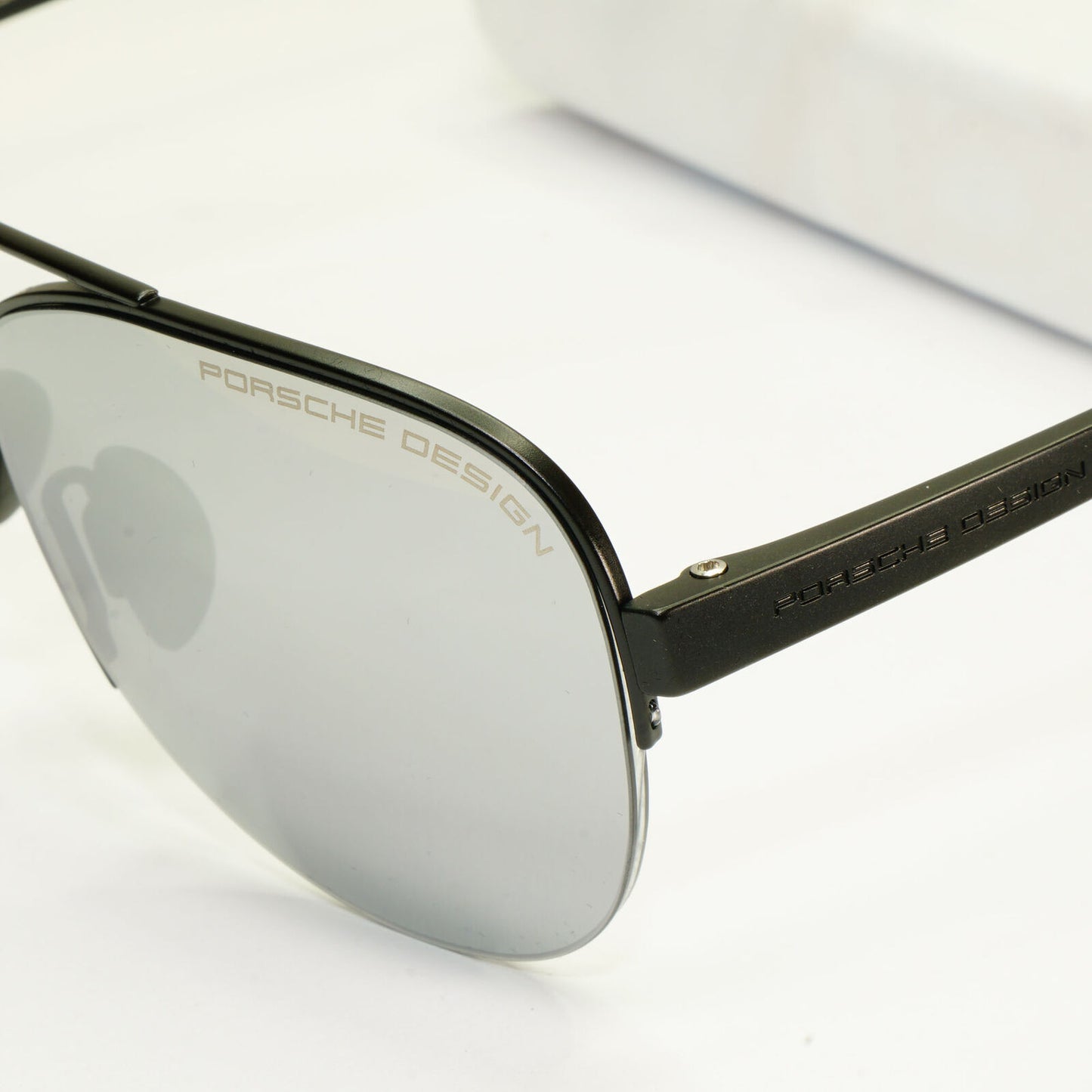Porsche Design Silver Sunglasses Mirror Black Matte Fashion Pilot Mens P8676 A