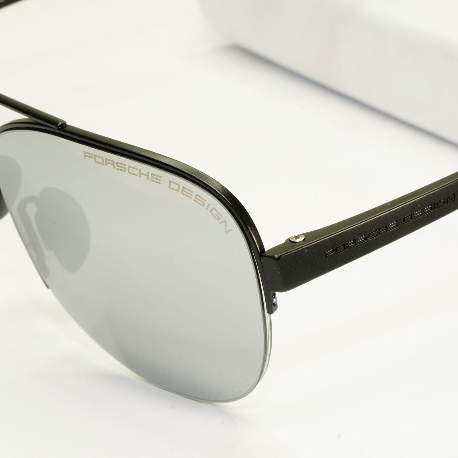 Porsche Design Silver Sunglasses Mirror Black Matte Fashion Pilot Mens P8676 A