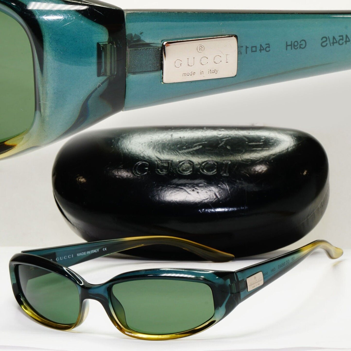 Gucci Sunglasses 1999 Vintage Green Transparent Rectangle GG 2454/S G9H 111223