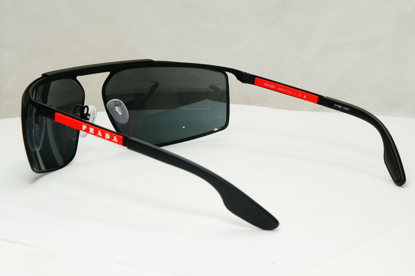 Prada Sunglasses Black Sport Wrap Around Red Stripe PS51WS SPS 51W DG0-06F