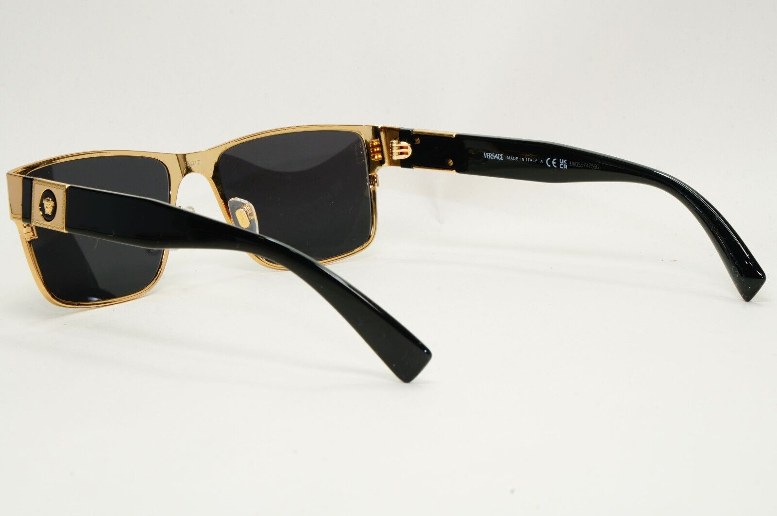 Versace Sunglasses Gold Black Glossy Square Medusa MOD VE 1274 1002 55mm