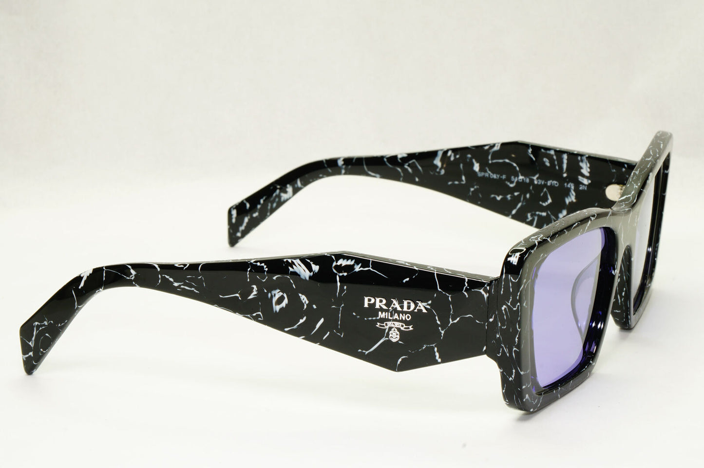 Prada Symbole Sunglasses Black White Marble Violet PR08YS SPR 08YF 03V01O
