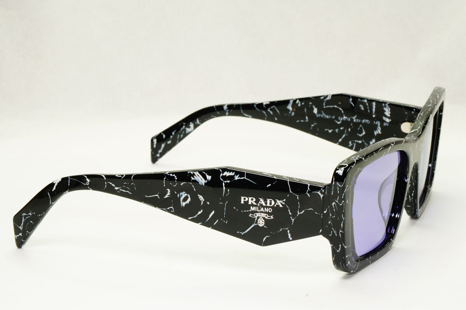 Prada Symbole Sunglasses Black White Marble Violet PR08YS SPR 08YF 03V01O