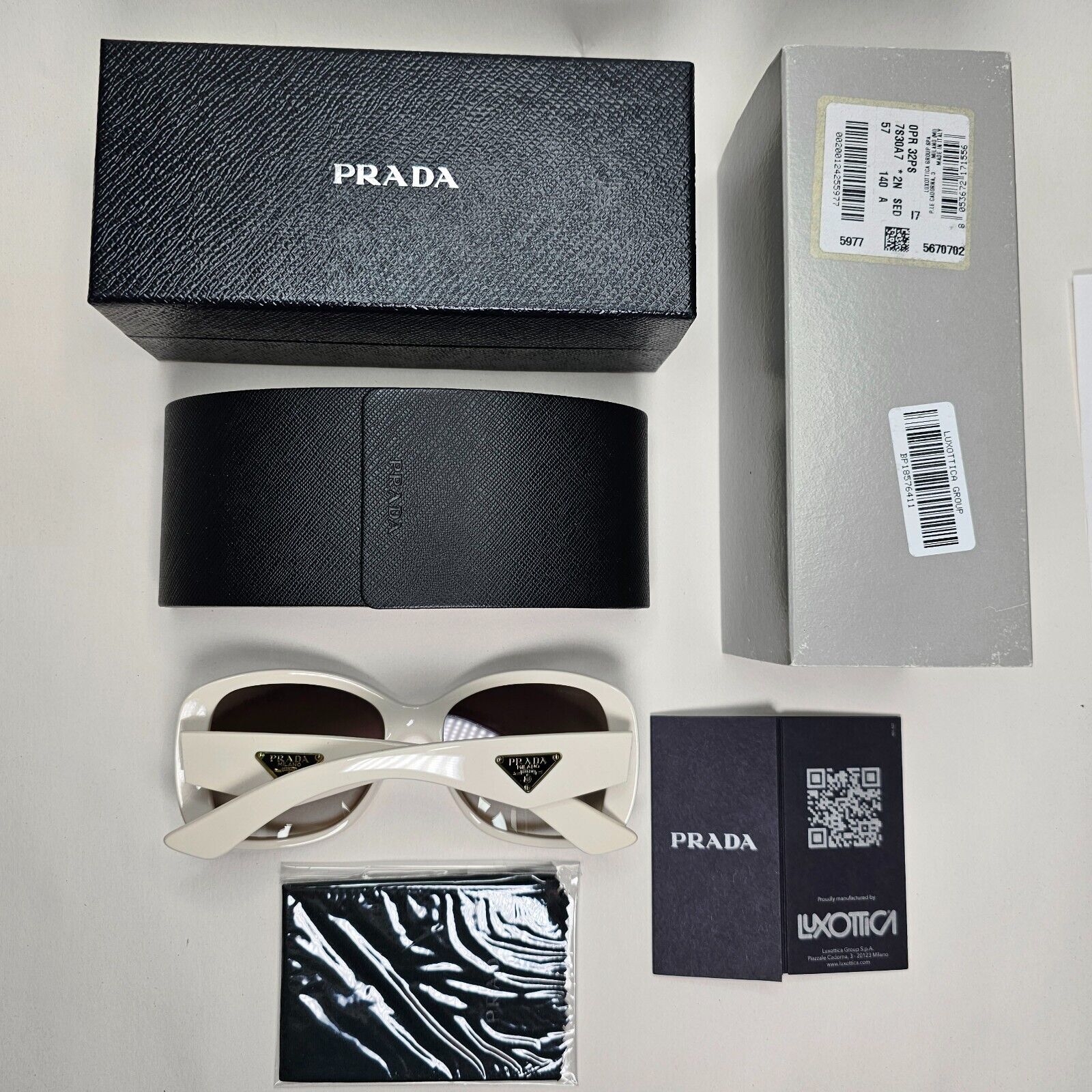 Prada Sunglasses 2013 White Triangle Logo Square Grey PR32PS SPR 32P 7S3-0A7