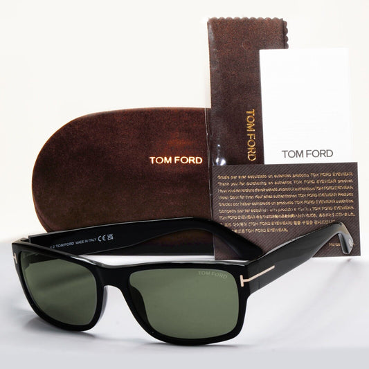 Tom Ford Sunglasses Mason Black Glossy Green Square FT0445 TF 445 01N 58mm