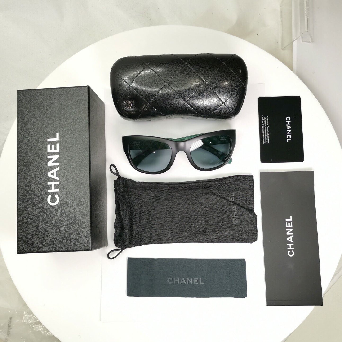 Chanel Sunglasses Polarized Black Grey Square Womens Fashion 6049 1481/Z7 25645