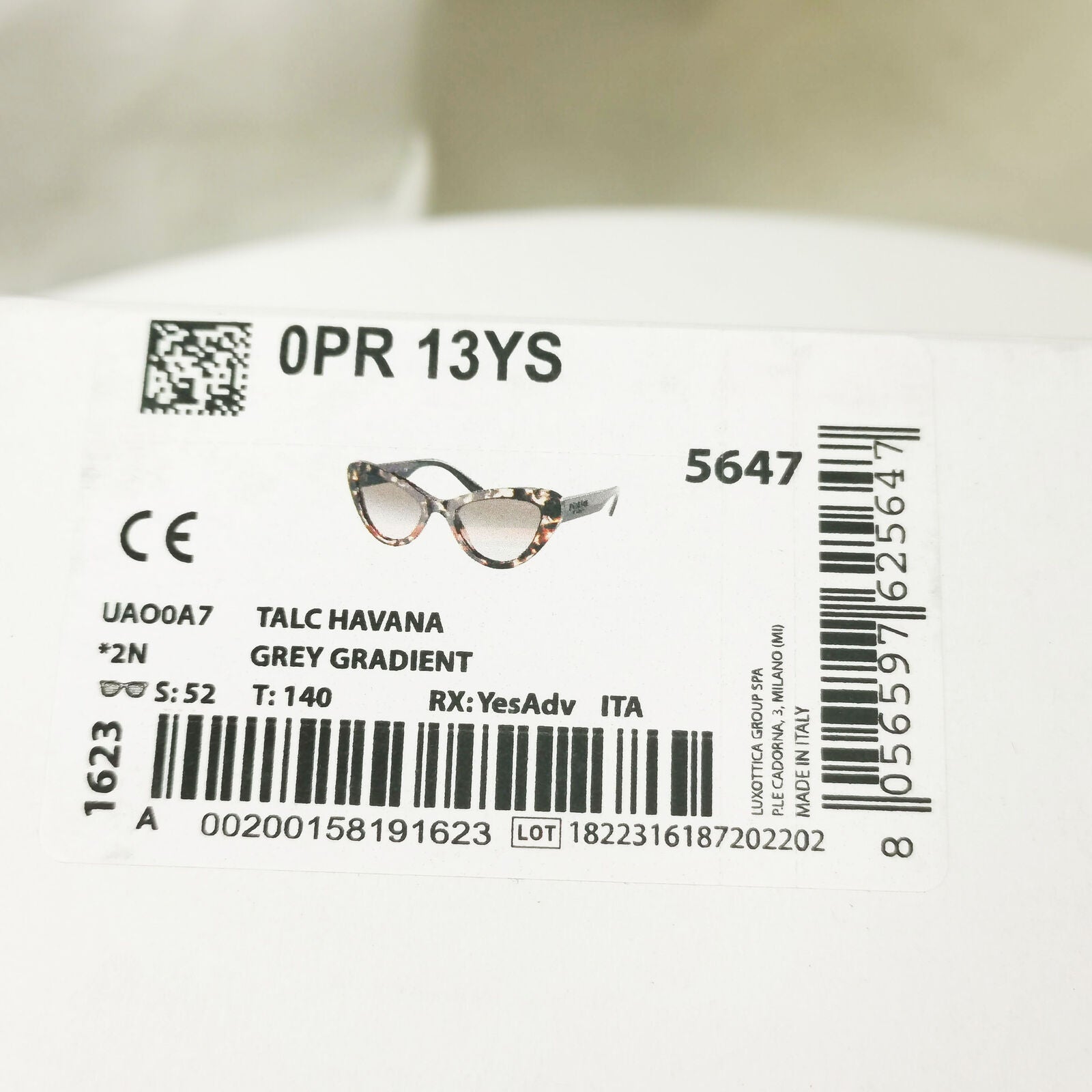 Prada Marble Brown Sunglasses Milano Havana Grey Cat Eye PR13YS SPR 13Y UAO-0A7